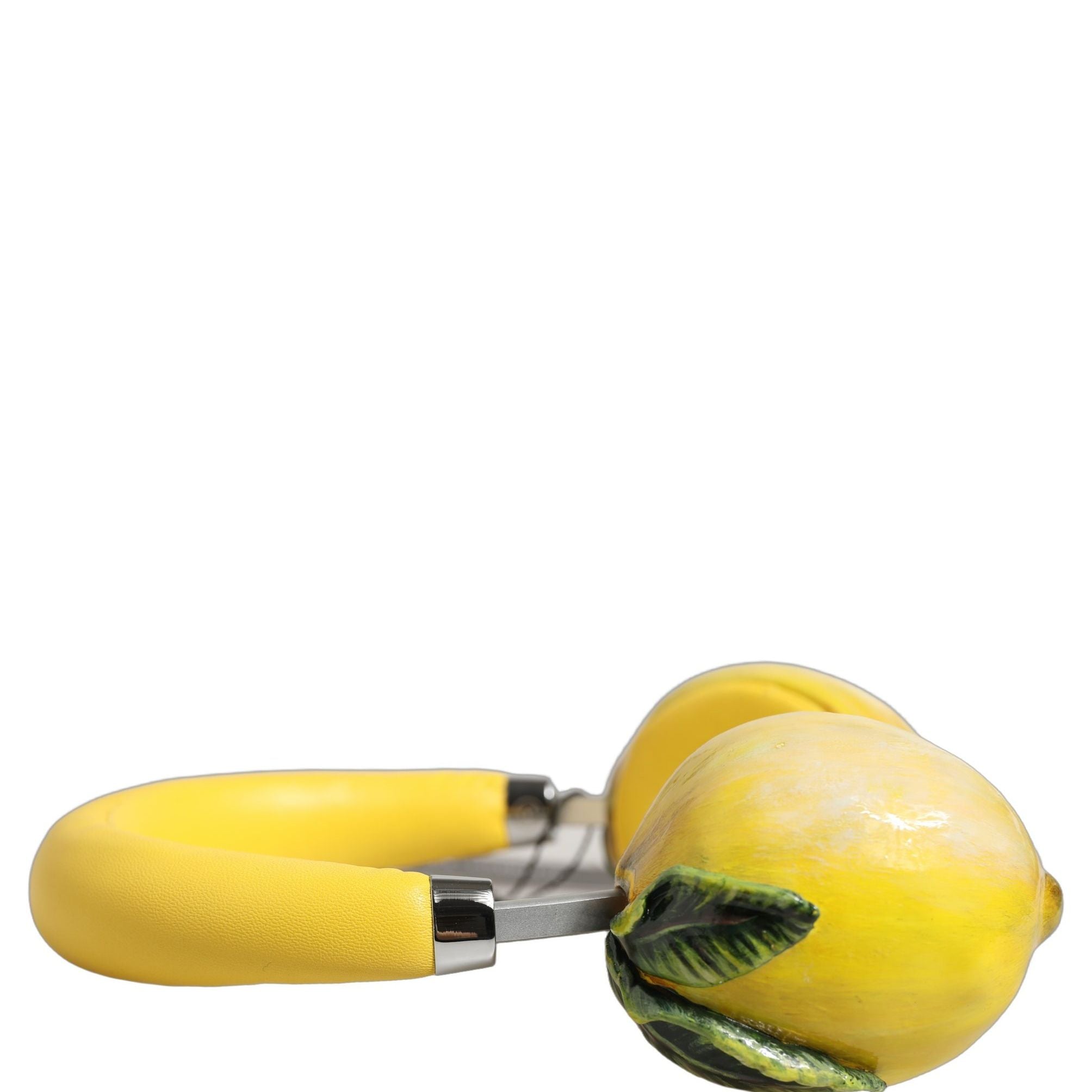Dolce & Gabbana Yellow Vibrant Lemon Leather Headset Headphones