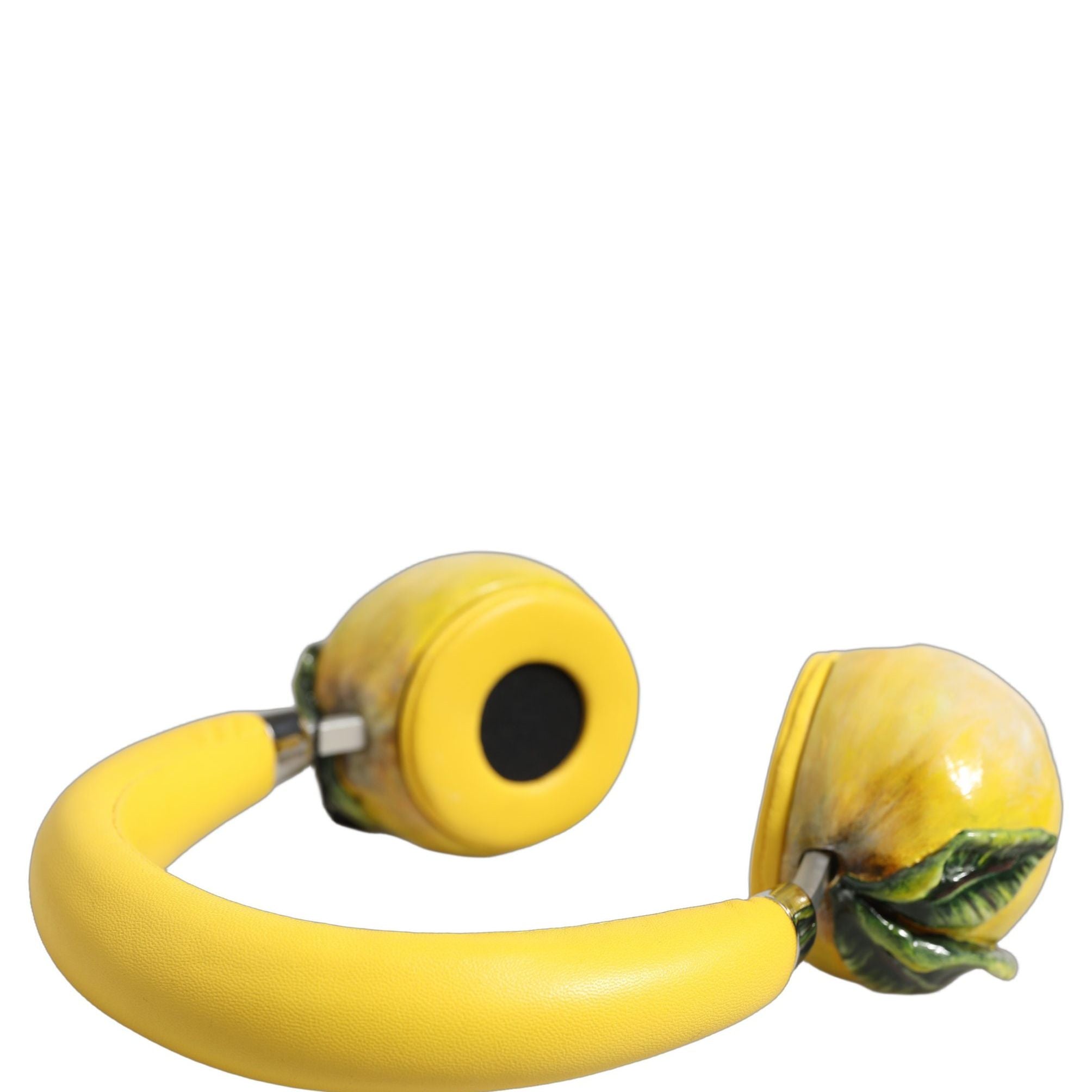 Dolce & Gabbana Yellow Vibrant Lemon Leather Headset Headphones