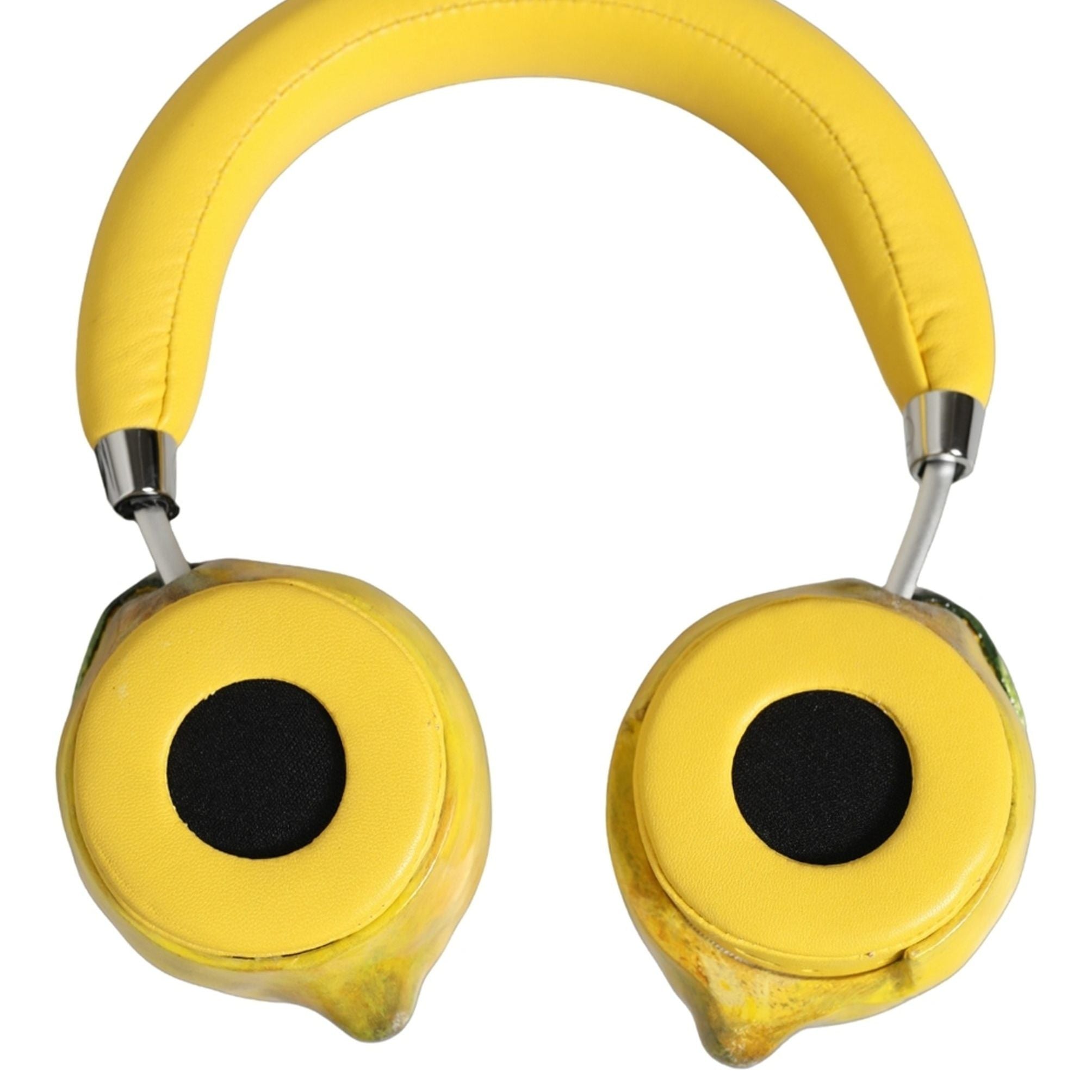 Dolce & Gabbana Yellow Vibrant Lemon Leather Headset Headphones