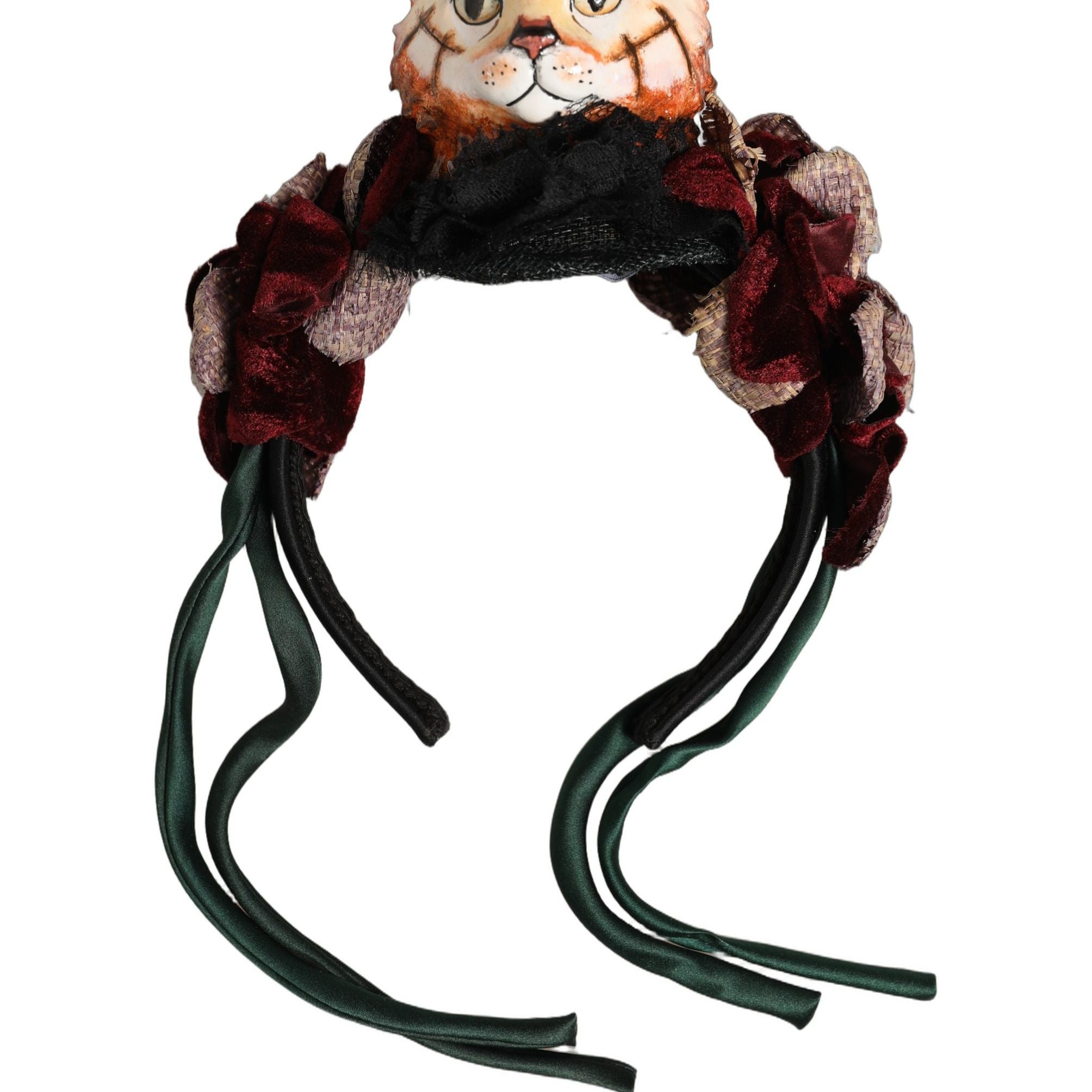 Dolce & Gabbana Multicolor Velvet Bengal Cat Silk Headwear Headband