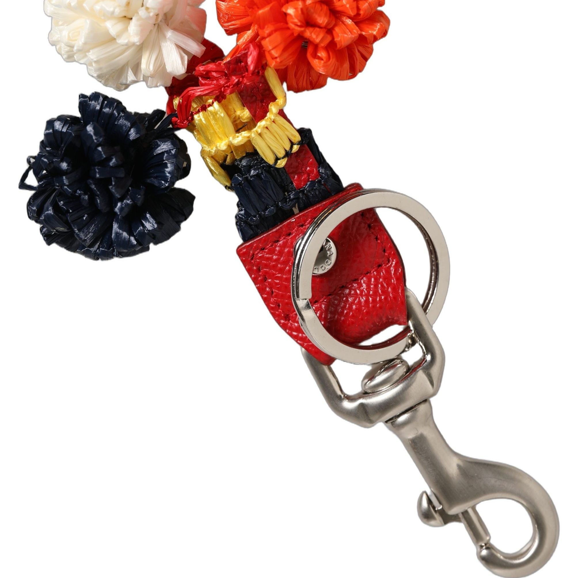 Dolce & Gabbana Raffia Leather Clasp Finder Chain Keyring Multicolor