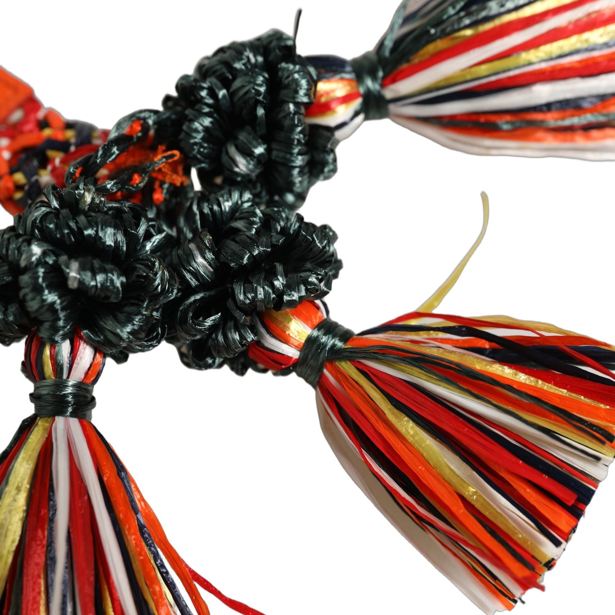 Dolce & Gabbana Raffia Leather Clasp Finder Chain Keyring Multicolor