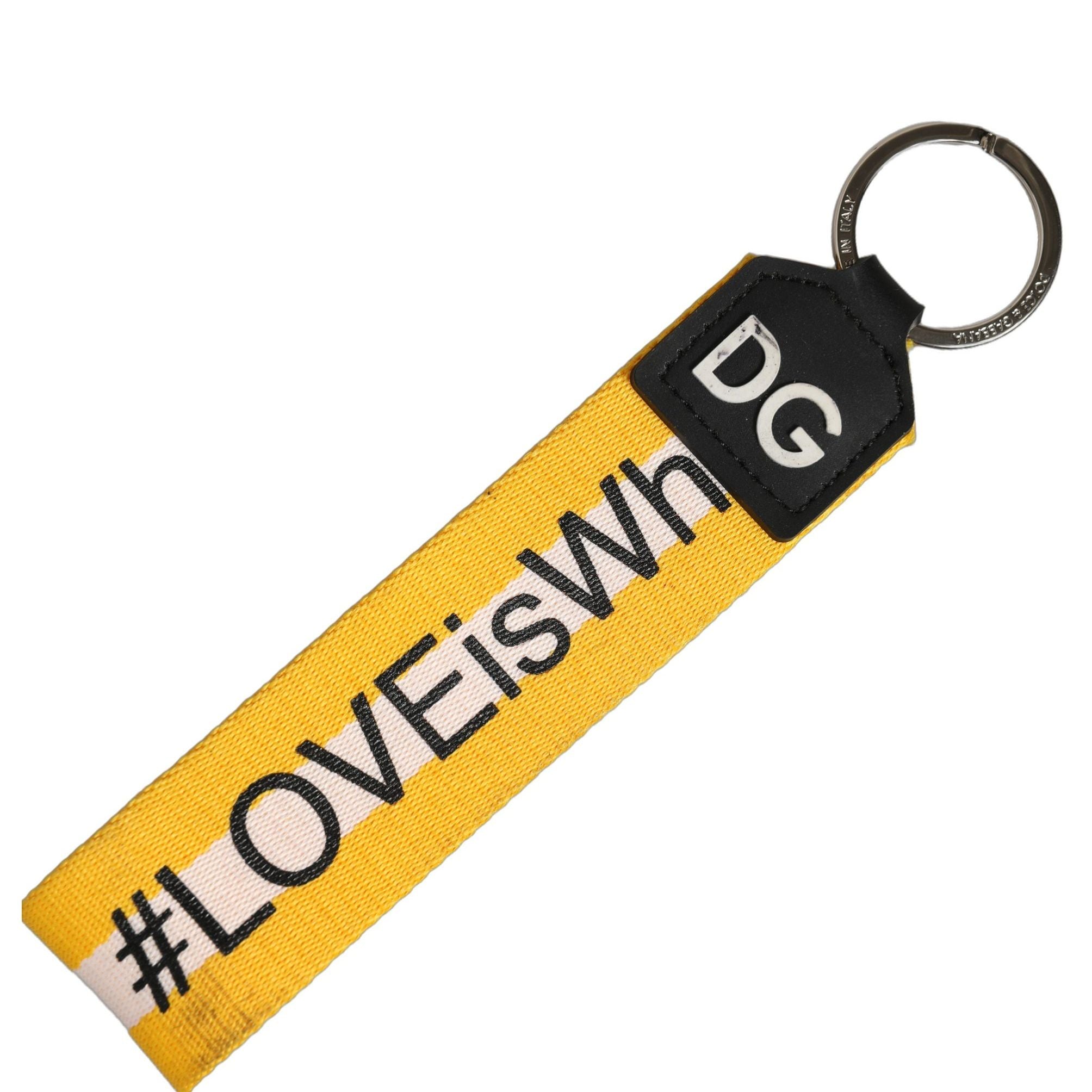 Dolce & Gabbana Multicolor Logo Polyester Brass Holder Keychain Keyring