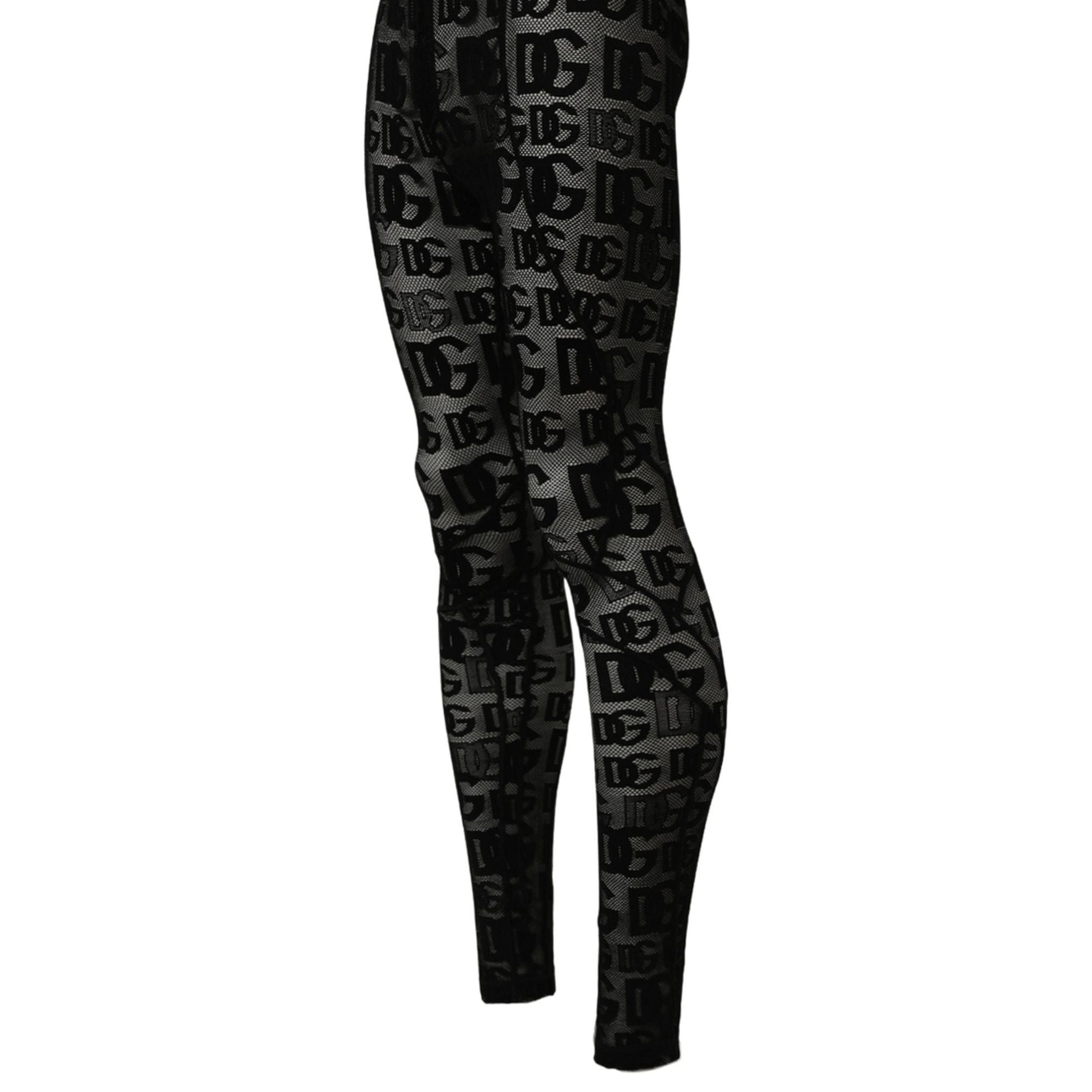 Dolce & Gabbana Black All Over Logo Print Sheer Pantyhose Underwear