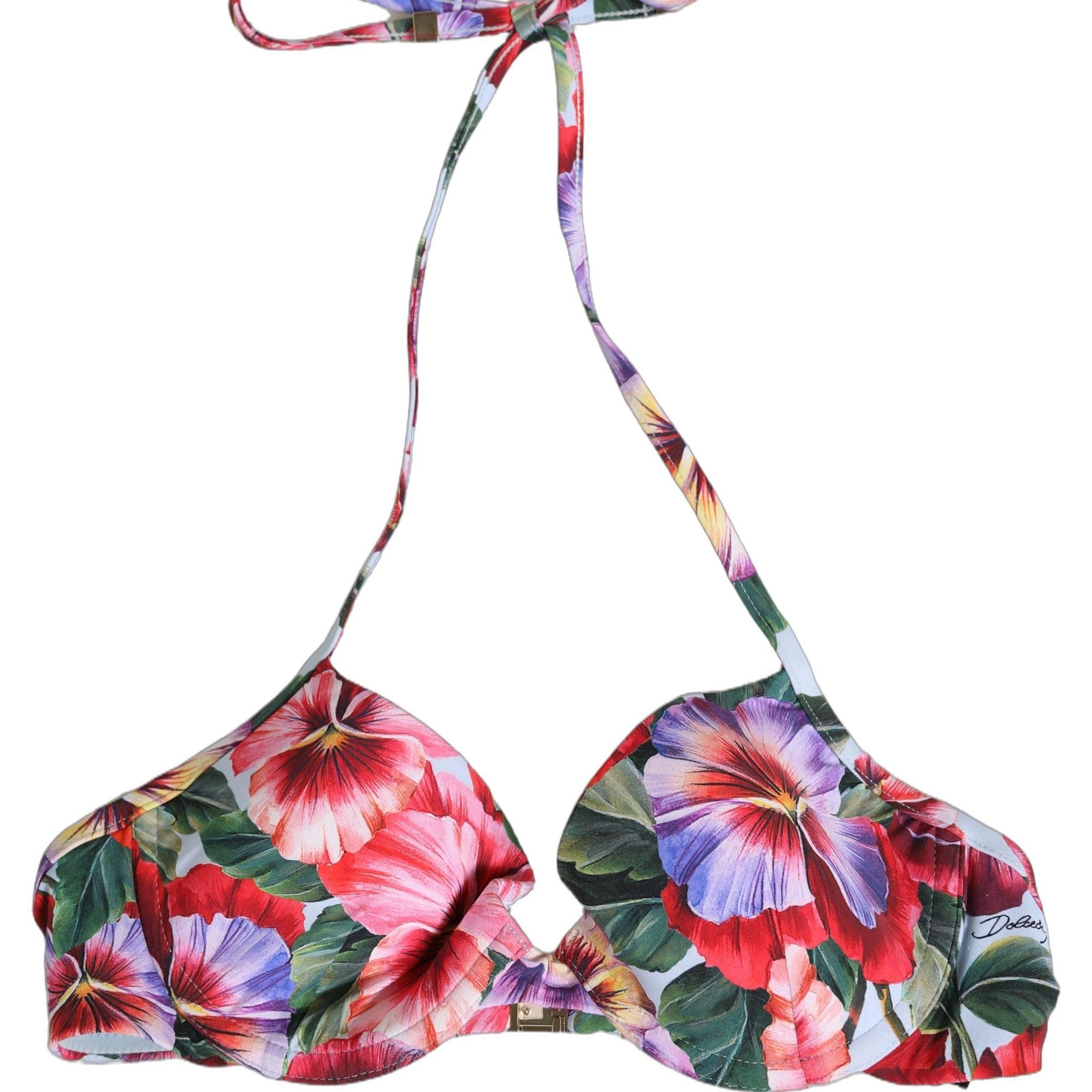 Dolce & Gabbana Top Multicolor Floral Print Beachwear Bikini