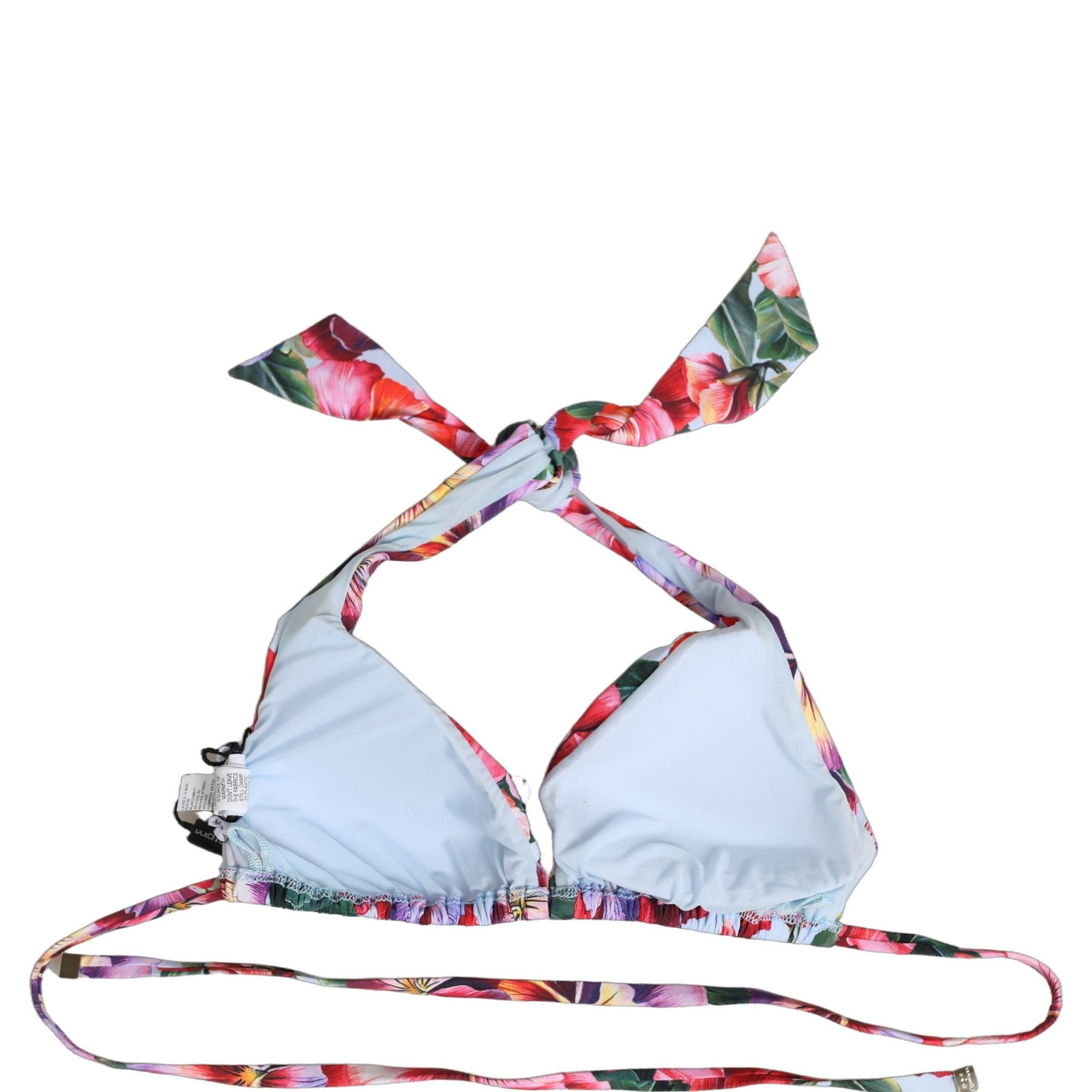 Dolce & Gabbana Multicolor Floral Triangle Beachwear Bikini Top