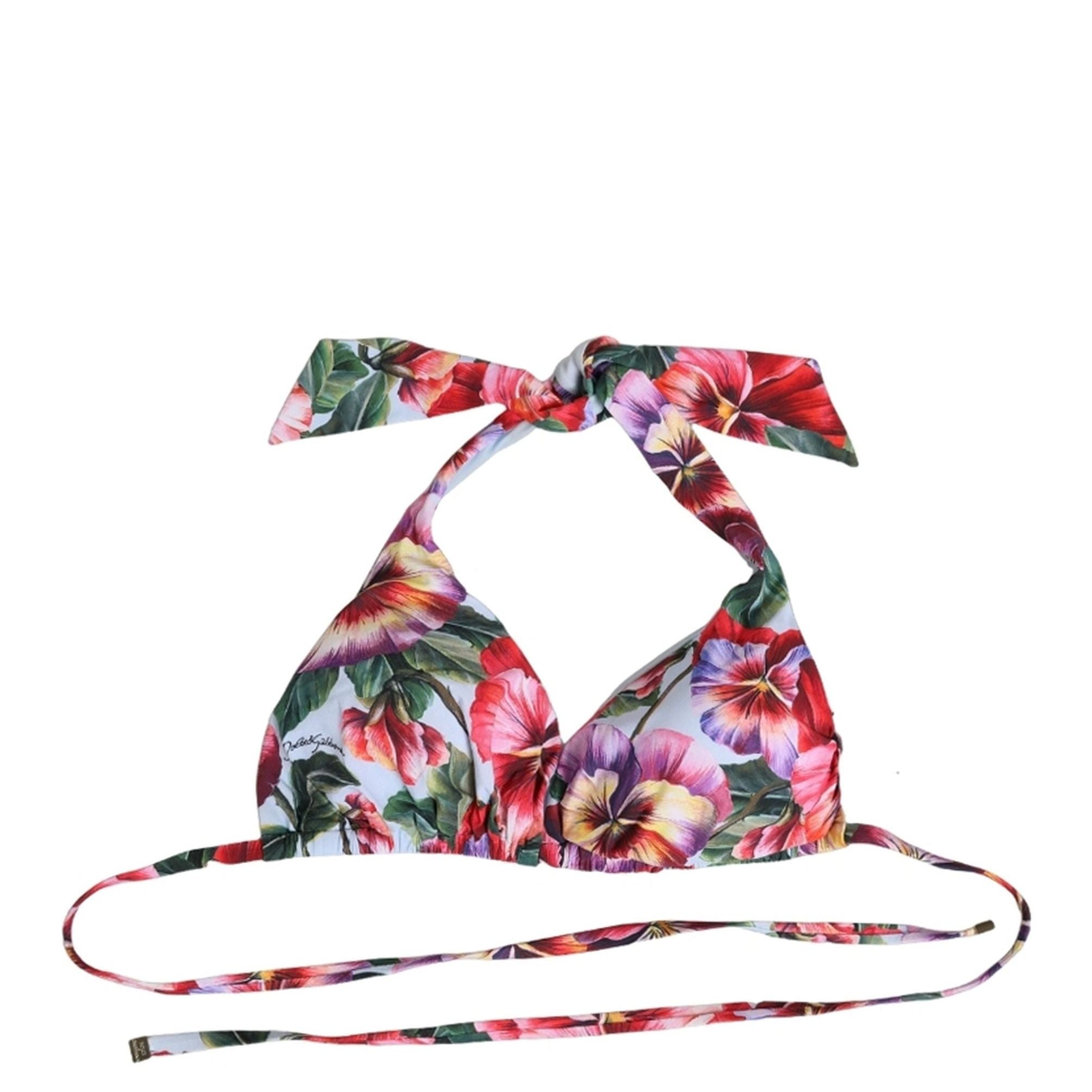 Dolce & Gabbana Multicolor Floral Triangle Beachwear Bikini Top