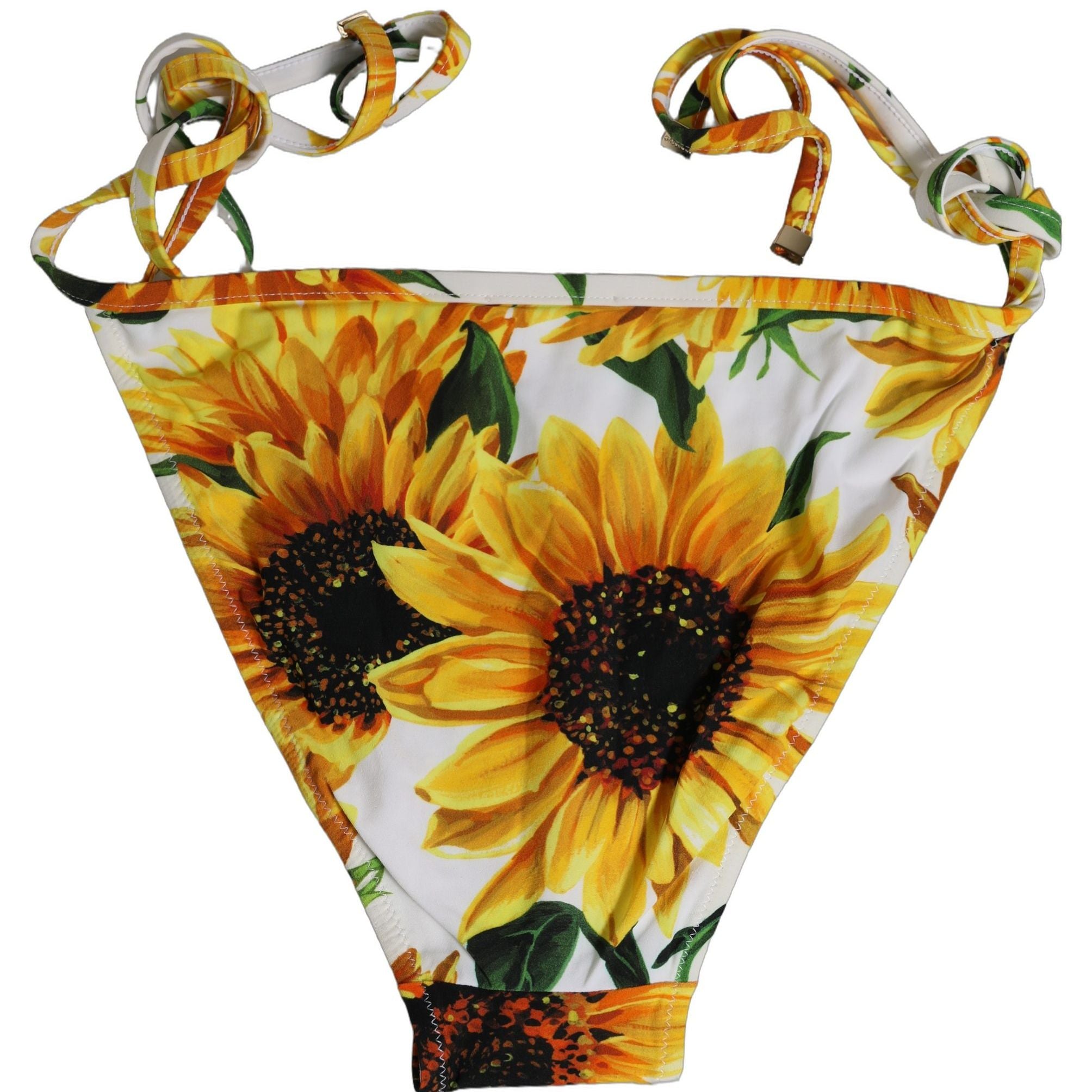 Dolce & Gabbana Bottom White Sunflower Nylon Beachwear Bikini