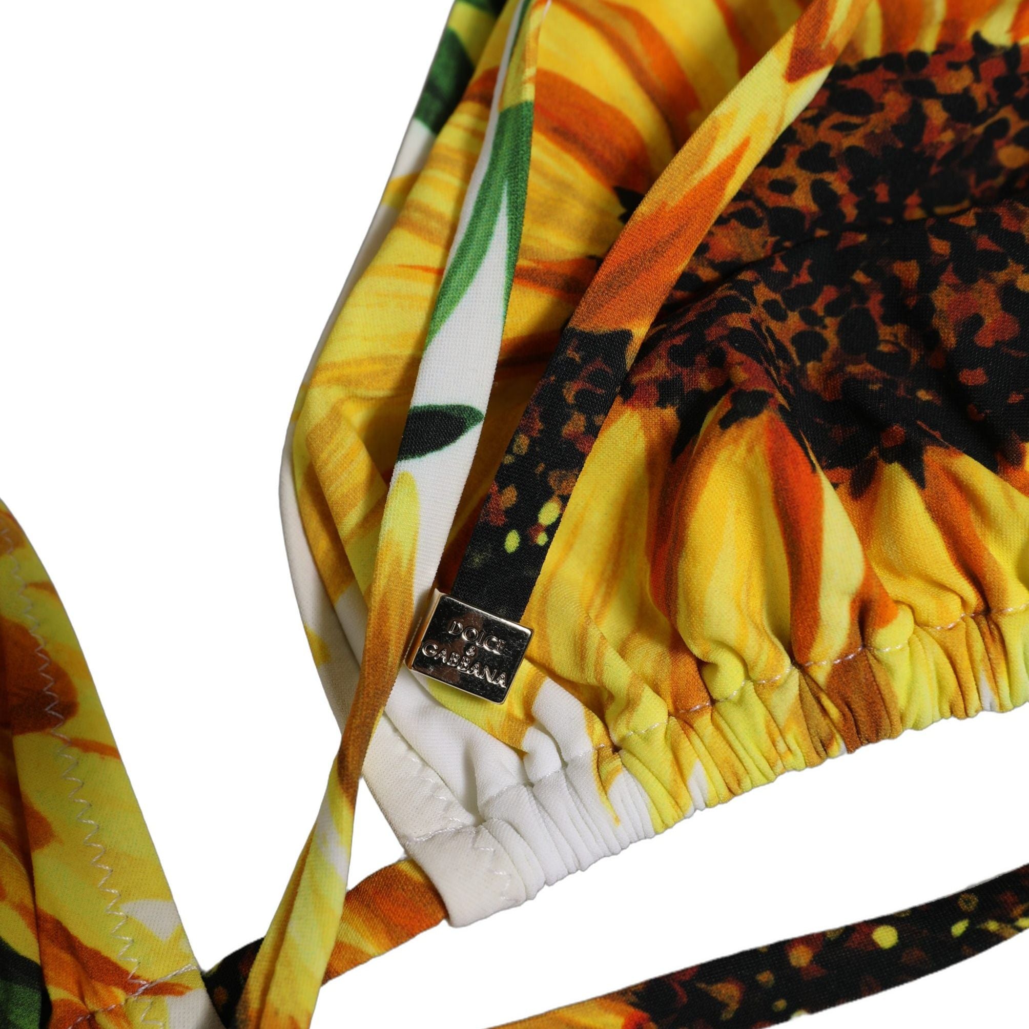 Dolce & Gabbana Multicolor Floral Halter Beachwear Bikini Top