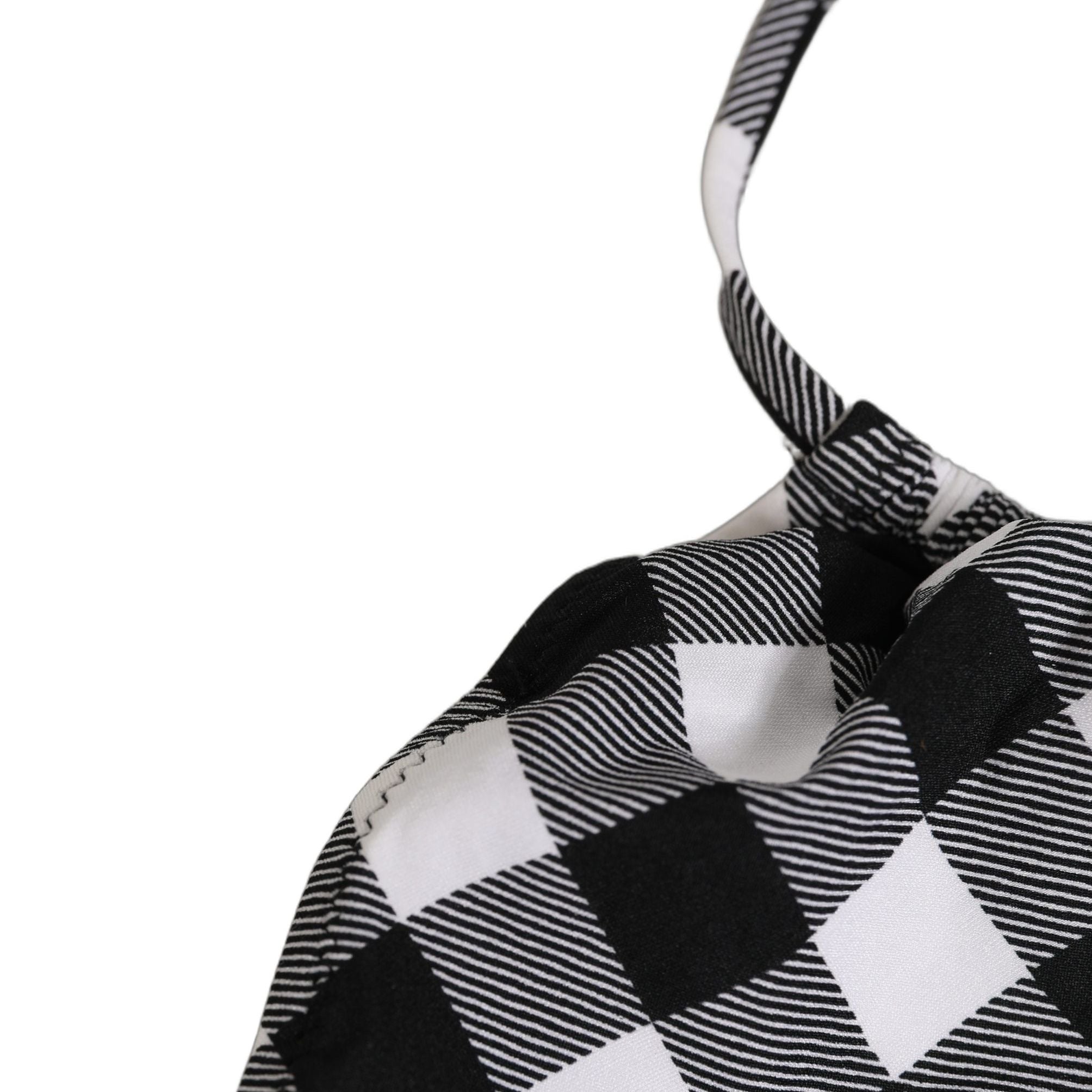 Dolce & Gabbana Black White Checkered Halter Beachwear Bikini Top