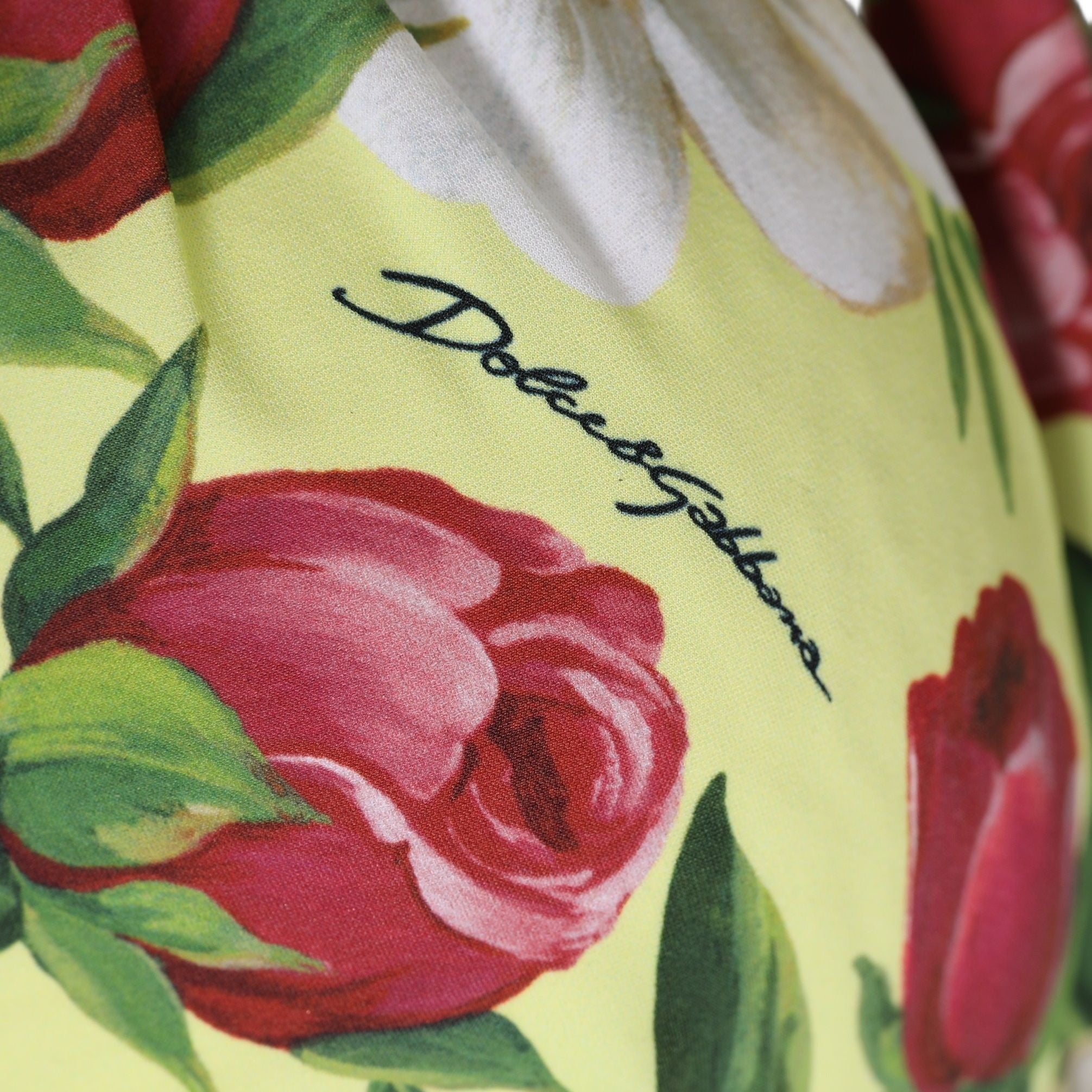 Dolce & Gabbana Yellow Floral Halter Nylon Beachwear Bikini Top