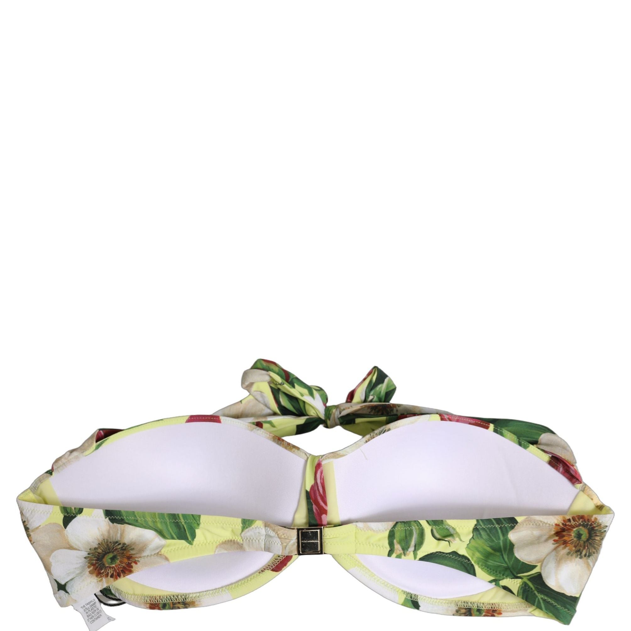 Dolce & Gabbana Yellow Floral Halter Nylon Beachwear Bikini Top