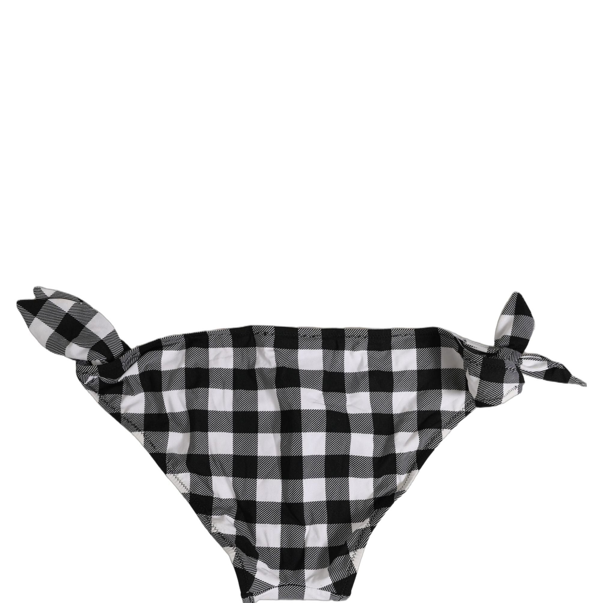 Dolce & Gabbana Black White Checkered Beachwear Bikini Bottom