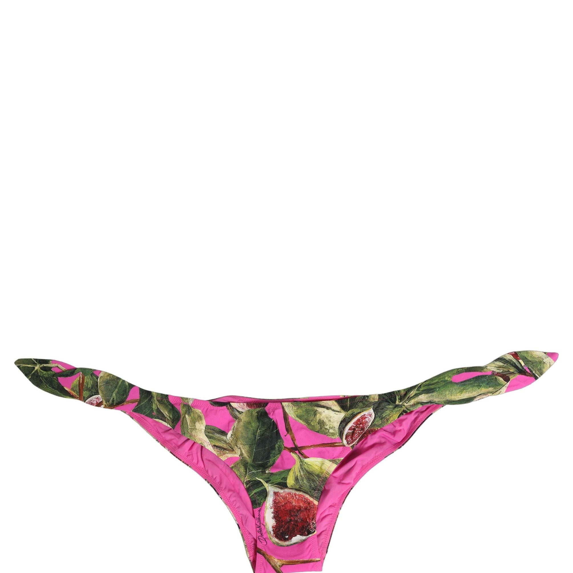 Dolce & Gabbana Fuchsia Pink Fig Print Beachwear Bikini Bottom