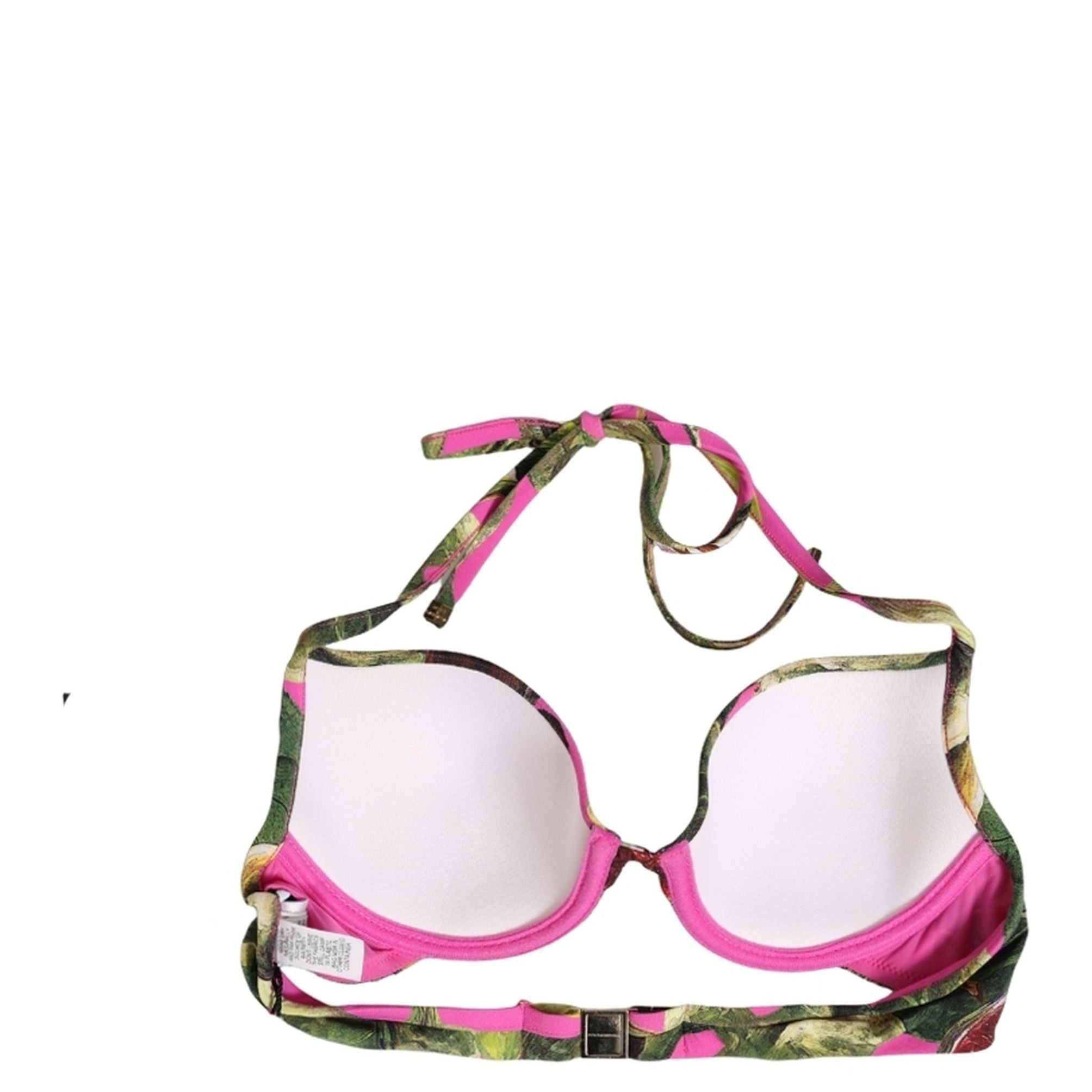 Dolce & Gabbana Fuchsia Pink Fig Print Beachwear Bikini Top