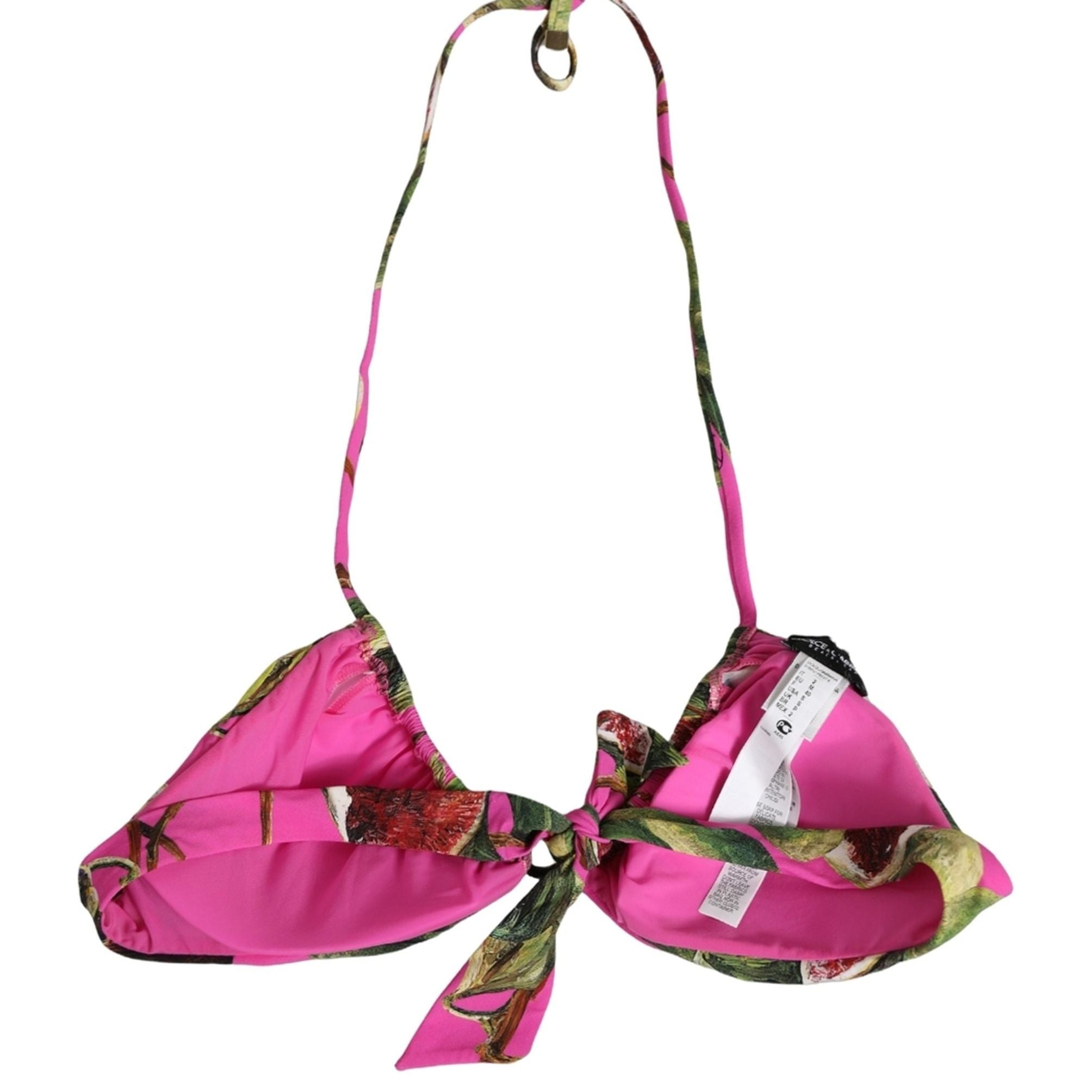 Dolce & Gabbana Fuchsia Pink Fig Print Beachwear Bikini Top