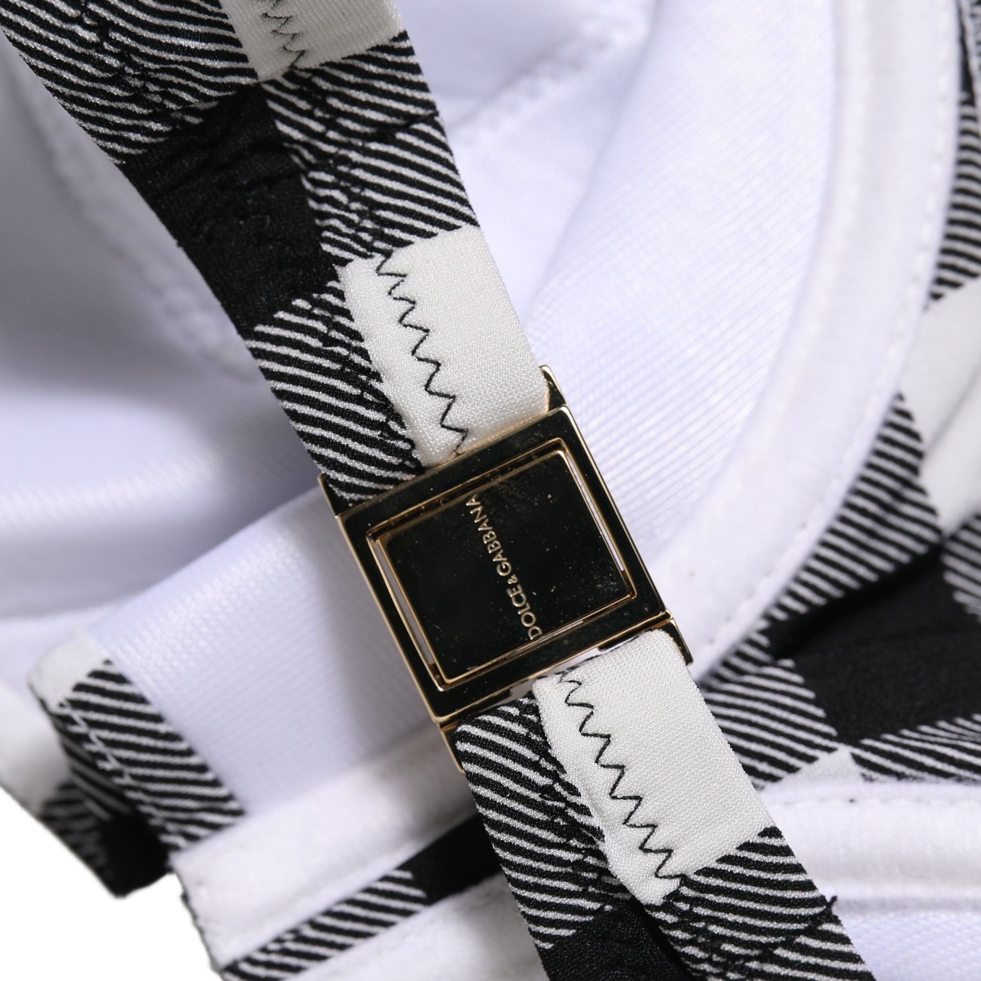 Dolce & Gabbana Black White Gingham Check Beachwear Bikini Top