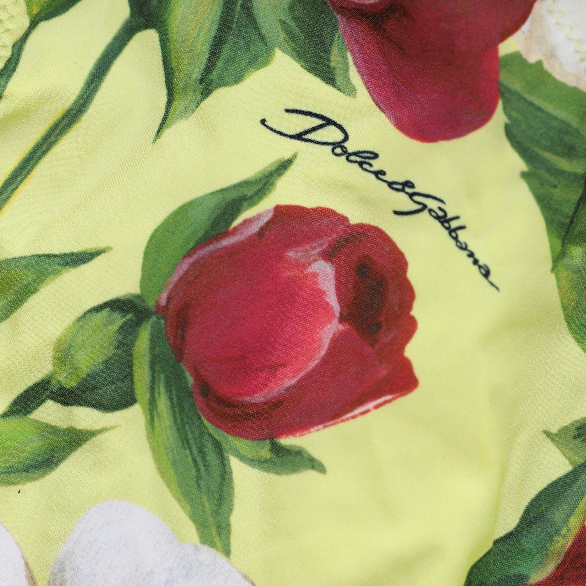Dolce & Gabbana Yellow Floral Print Nylon Beachwear Bikini Bottom