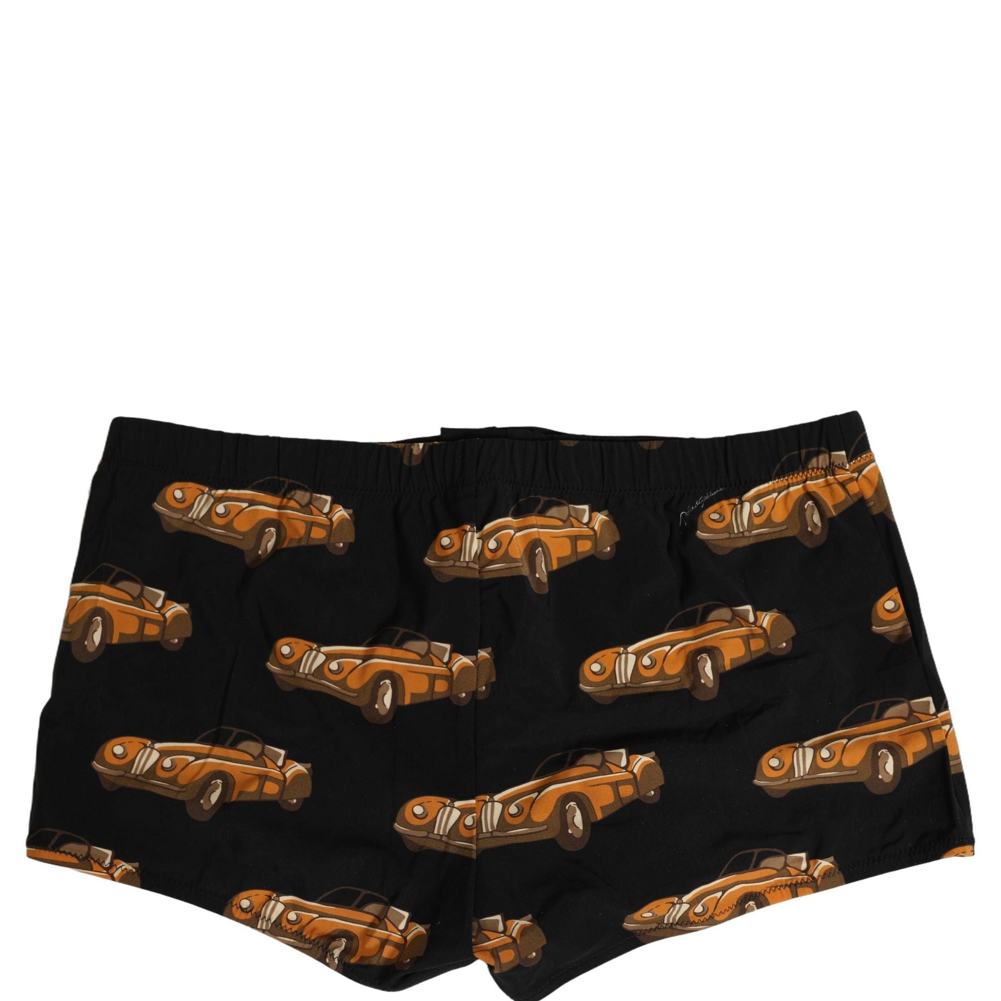 Dolce & Gabbana Black Car Print Swim Trunk Beachwear Swimwear