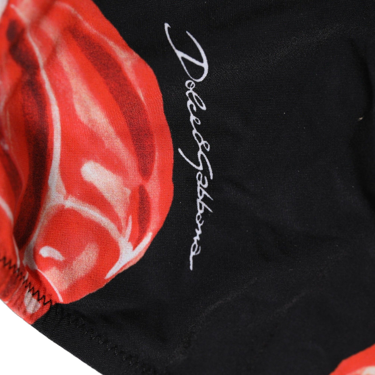 Dolce & Gabbana Black Floral Print Nylon Beachwear Bikini Bottom