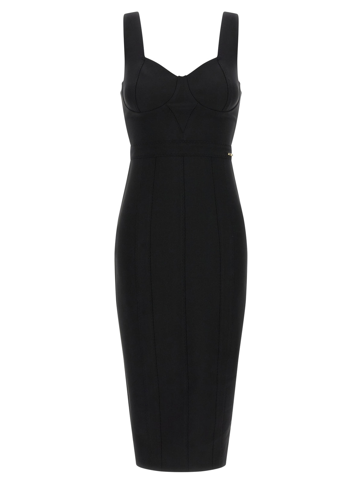 Elisabetta Franchi Black Polyamide Midi Dress