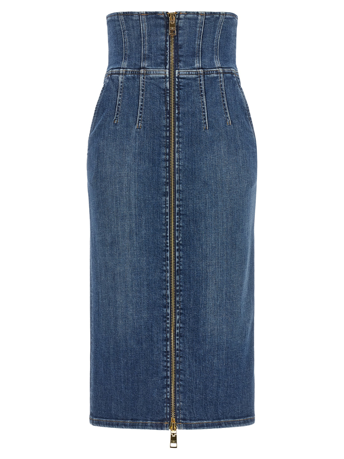 Elisabetta Franchi Blue Cotton Midi Skirt
