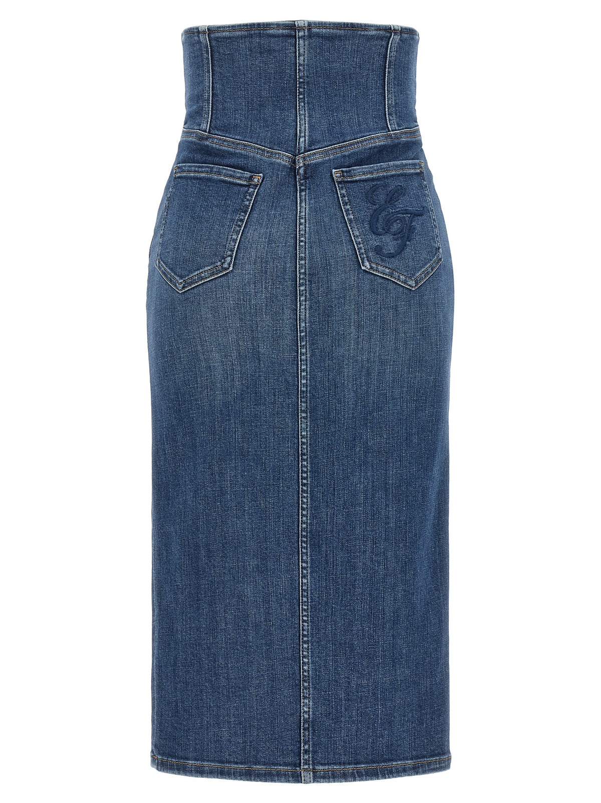 Elisabetta Franchi Blue Cotton Midi Skirt