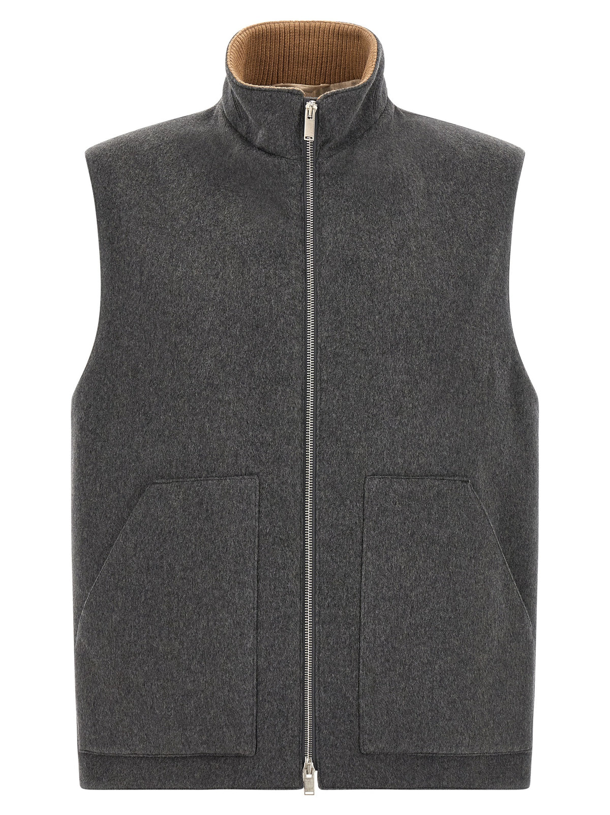 Lardini Gray Virgin Wool Sleeveless Jacket