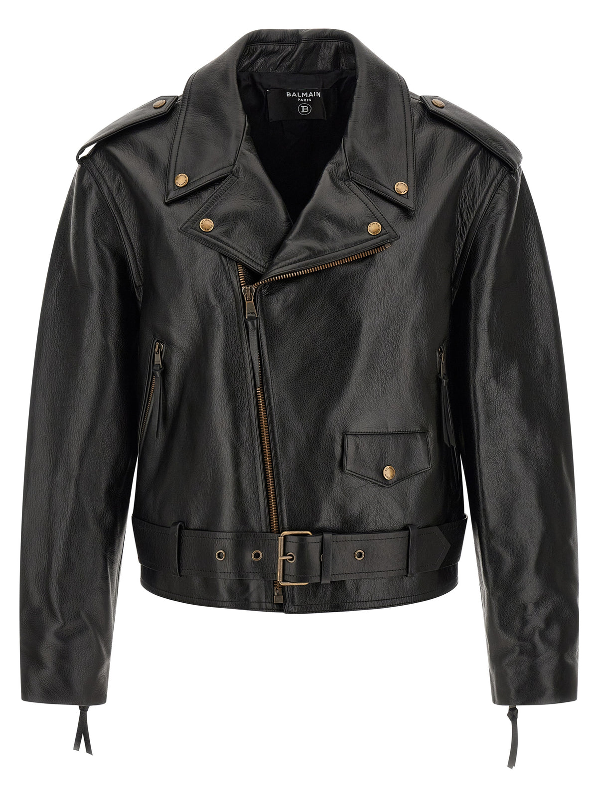 Balmain Black Calfskin Leather Jacket