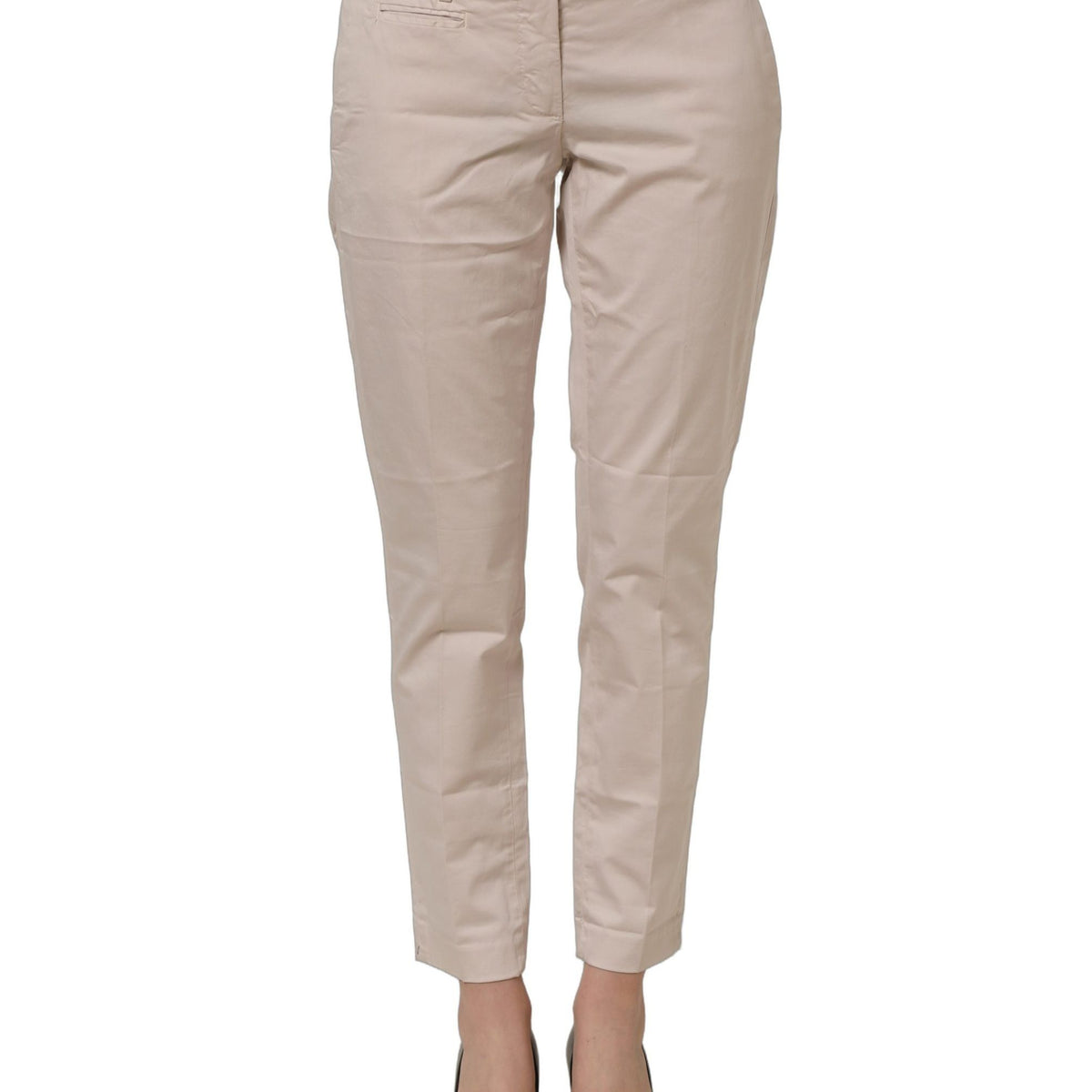 Dondup Beige Low Waist Tapered Women Cropped Trousers Pants
