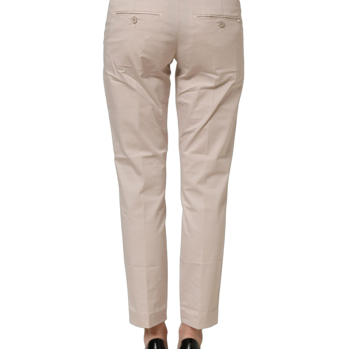Dondup Beige Low Waist Tapered Women Cropped Trousers Pants