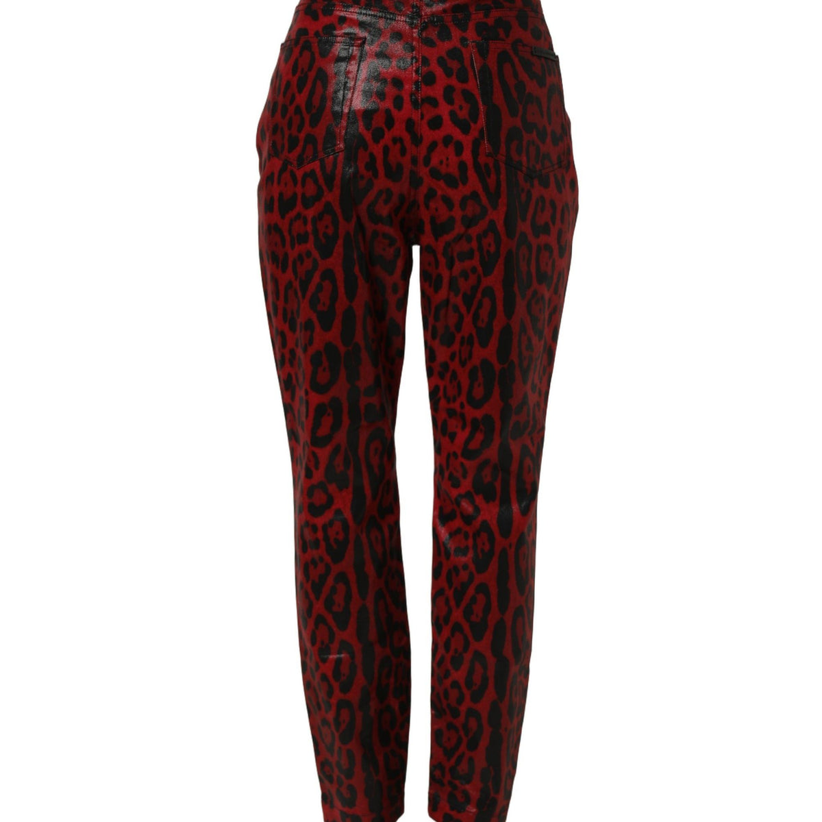 Dolce & Gabbana Red Leopard Cotton 5 Pockets Trouser Jeans
