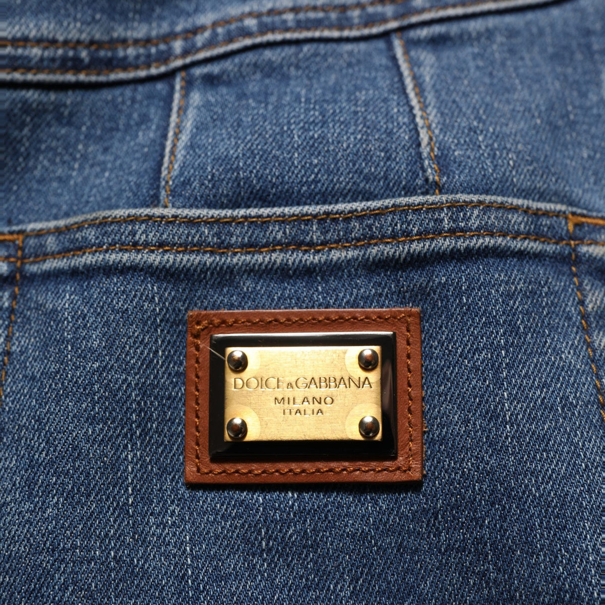 Dolce & Gabbana Dark Blue Cotton Stretch Tapered Denim Jeans