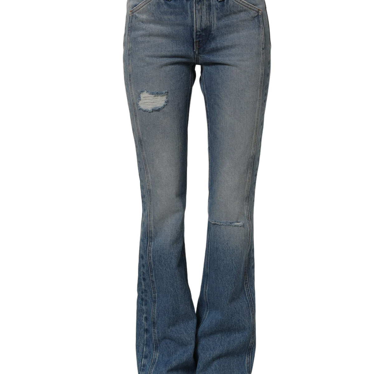 Dolce & Gabbana Blue Cotton Boot Cut Denim Trouser Jeans