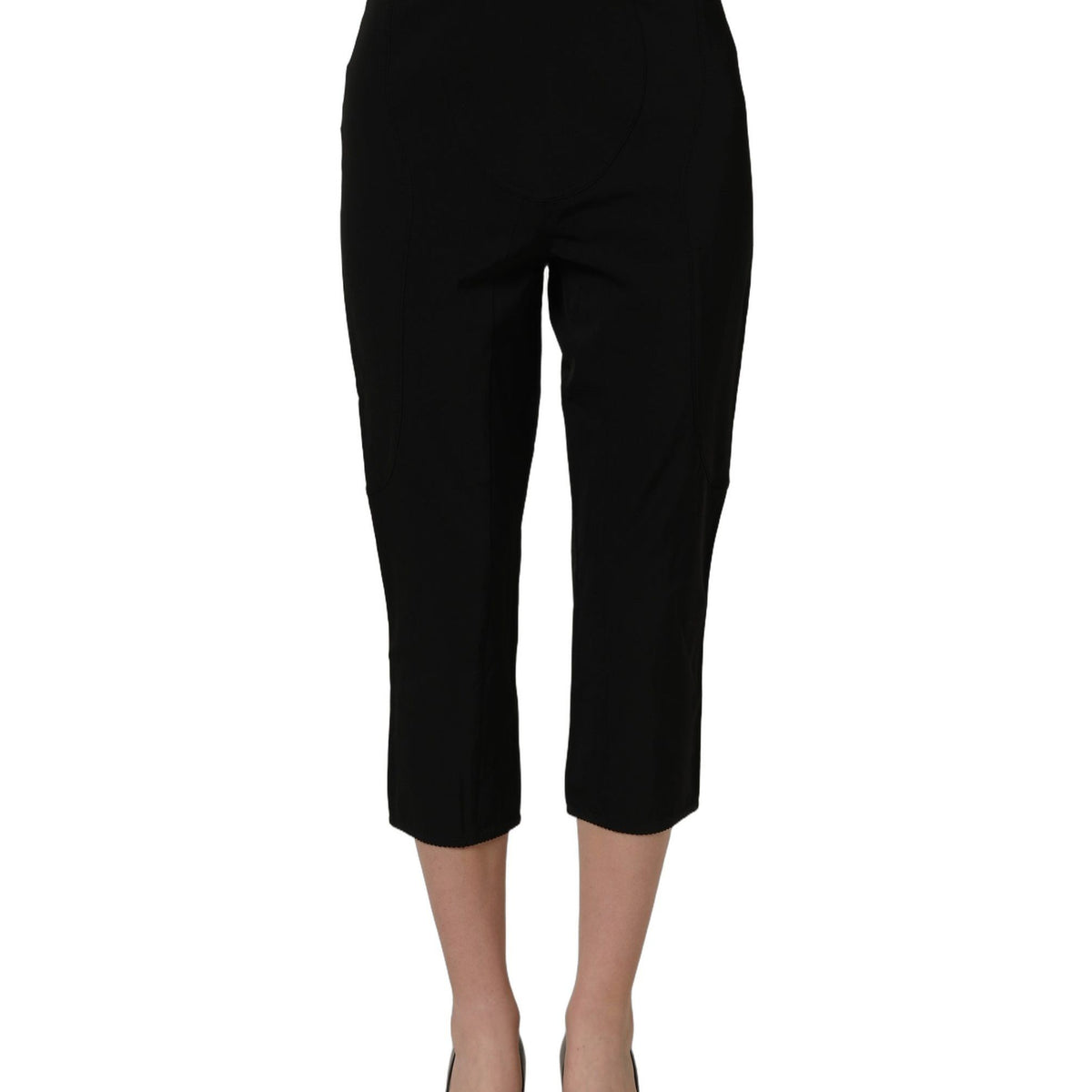 Dolce & Gabbana Black Viscose High Waist Capri Trouser Pants