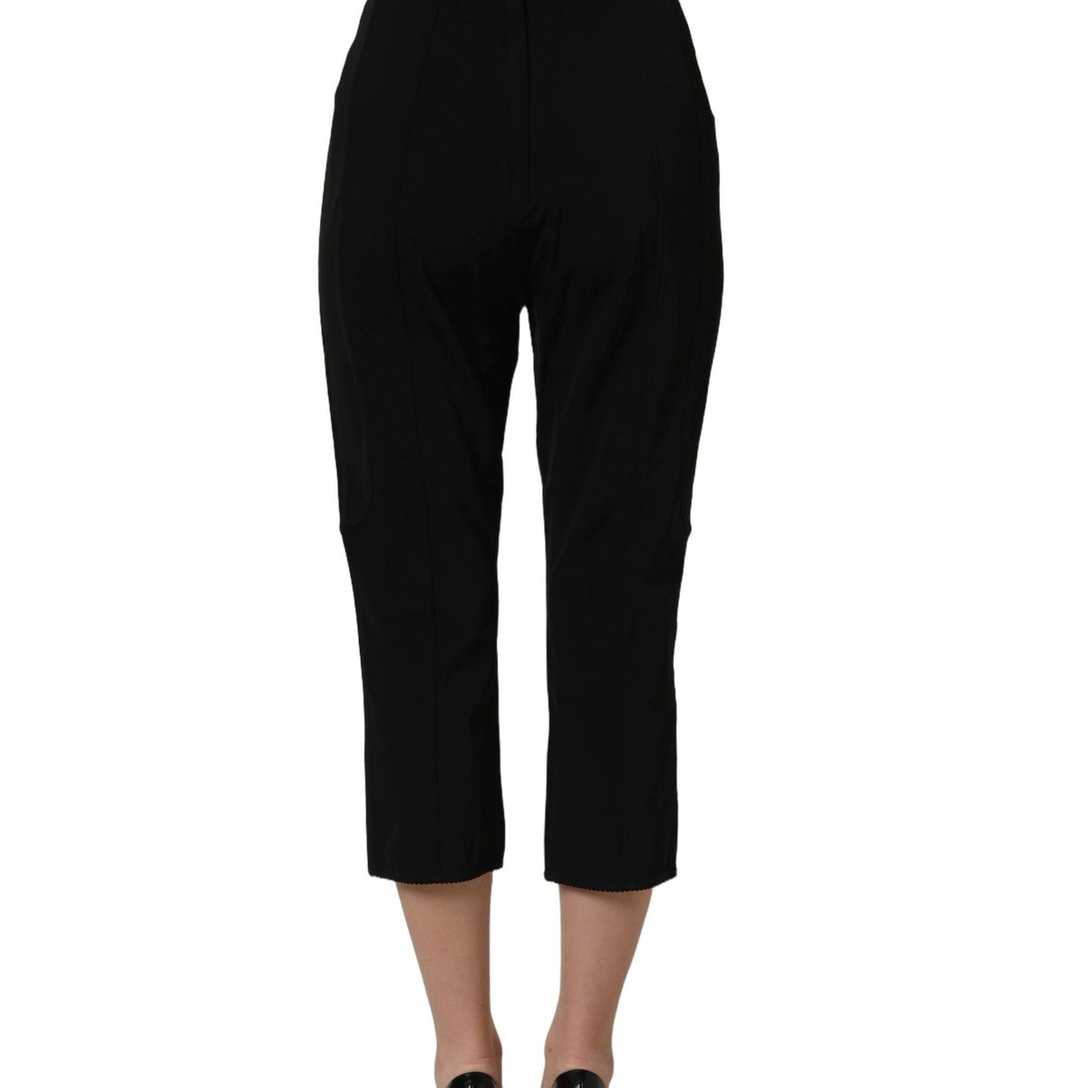 Dolce & Gabbana Black Viscose High Waist Capri Trouser Pants