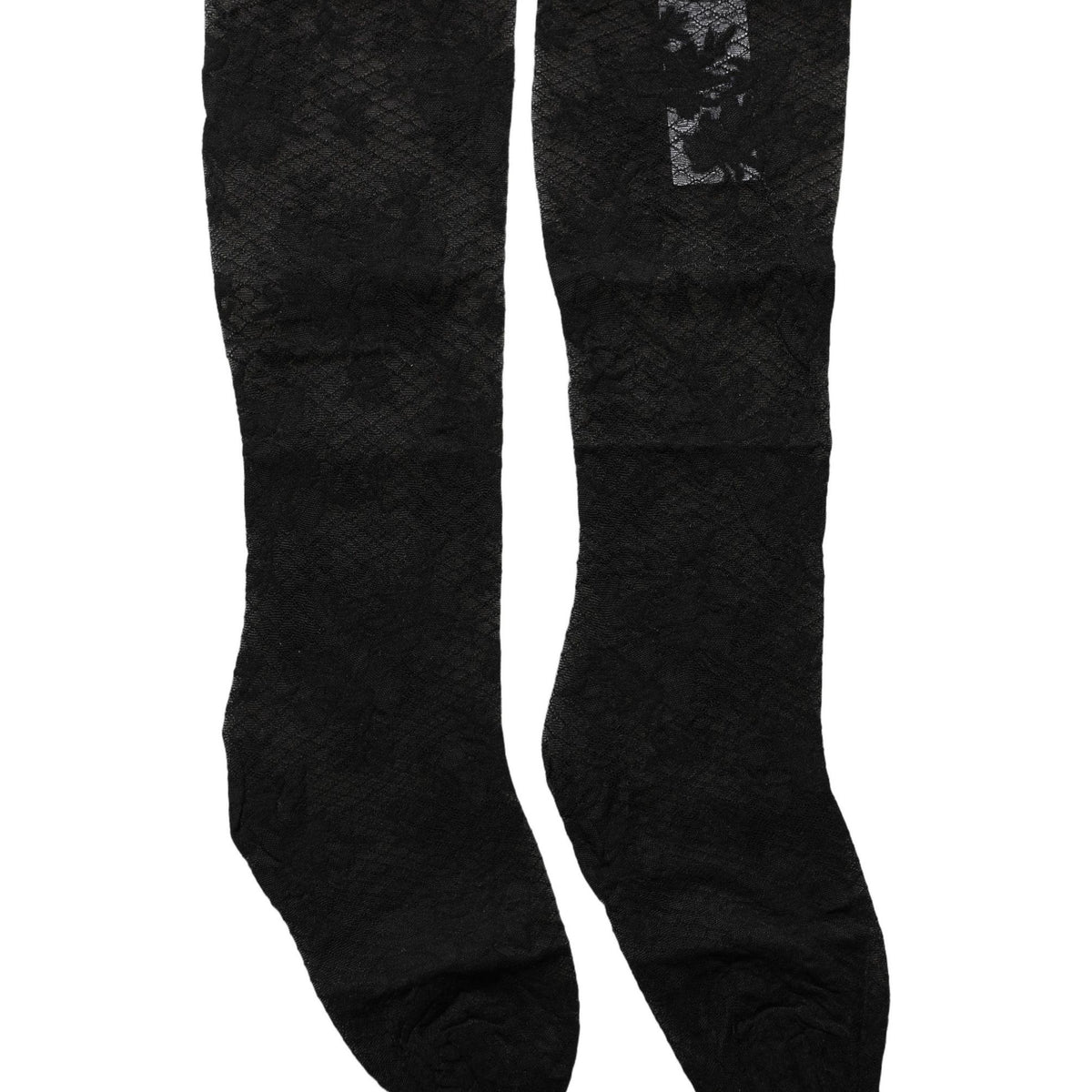 Dolce & Gabbana Black Floral Lace Nylon Stretch Stockings Socks