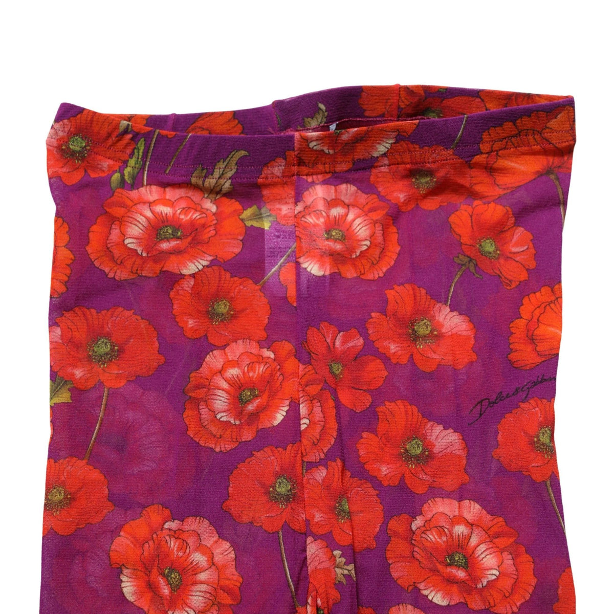 Dolce & Gabbana Purple Nylon Floral Print Tights Stockings Socks