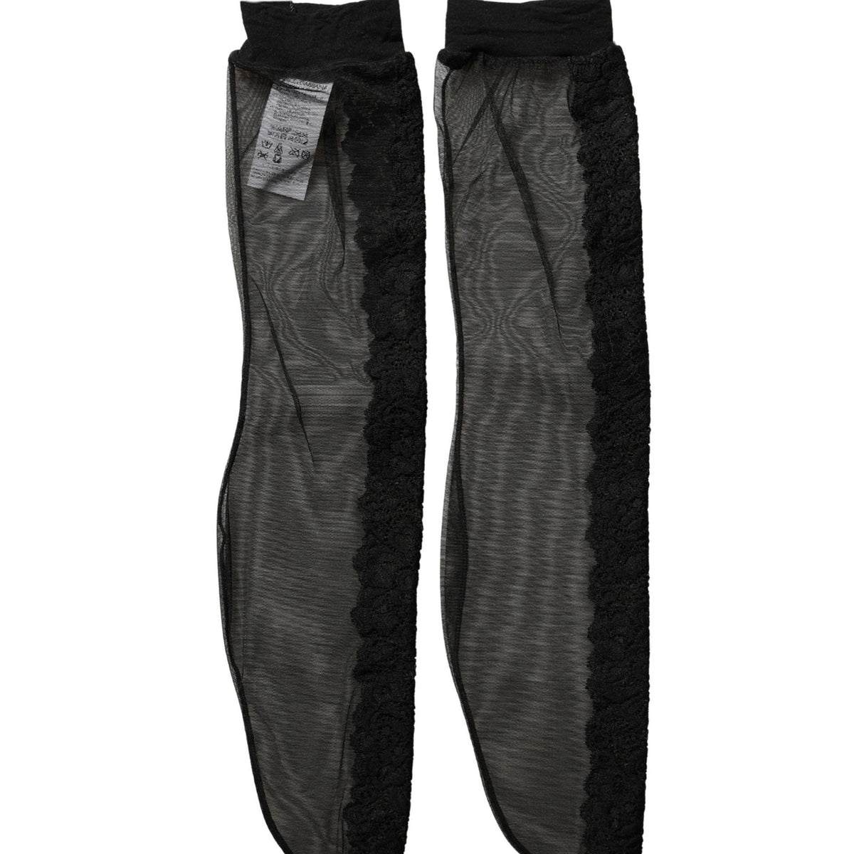 Dolce & Gabbana Black Nylon Mesh Sheer Calf Long Accessory Socks