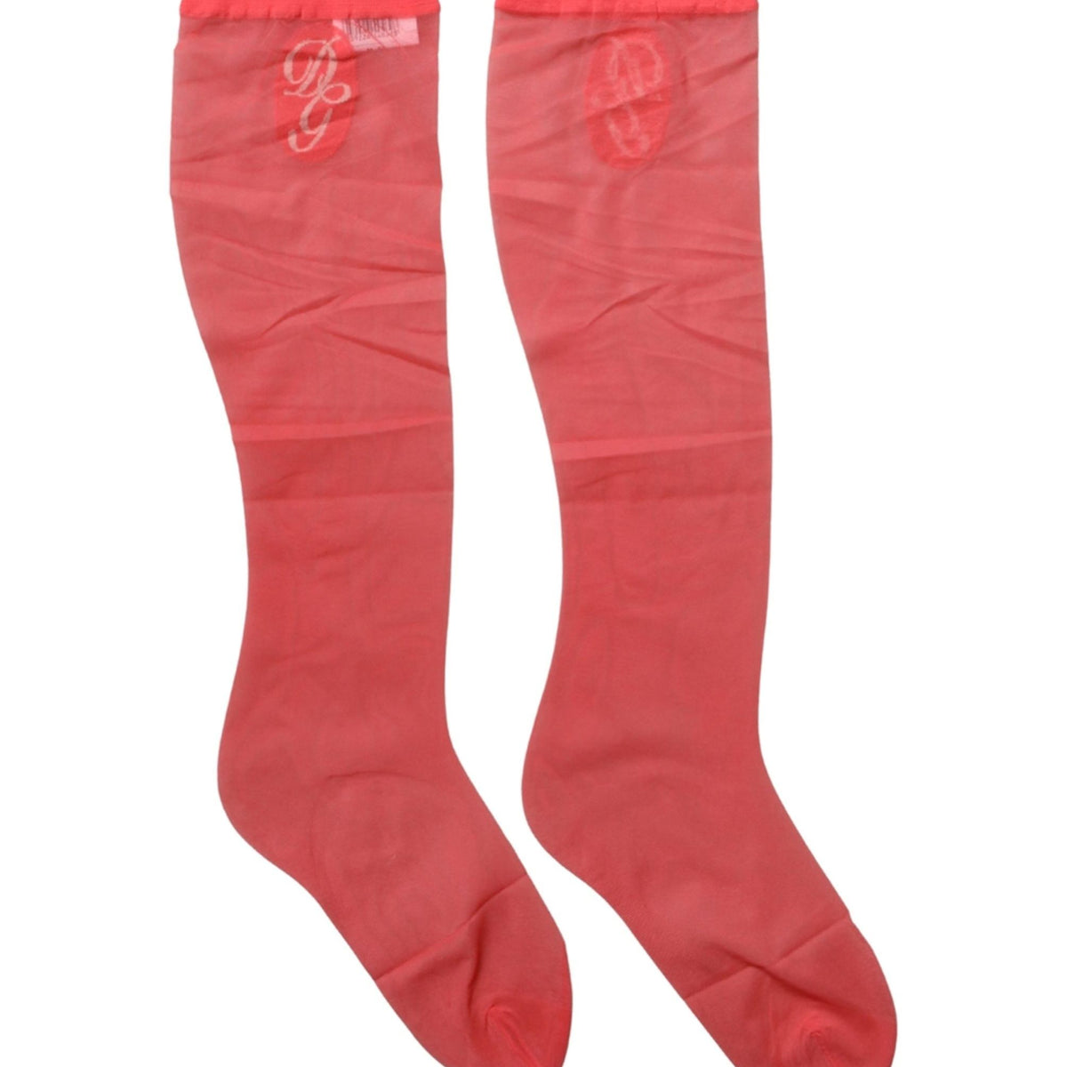 Dolce & Gabbana Red Nylon Mesh Sheer Calf Long Accessory Socks