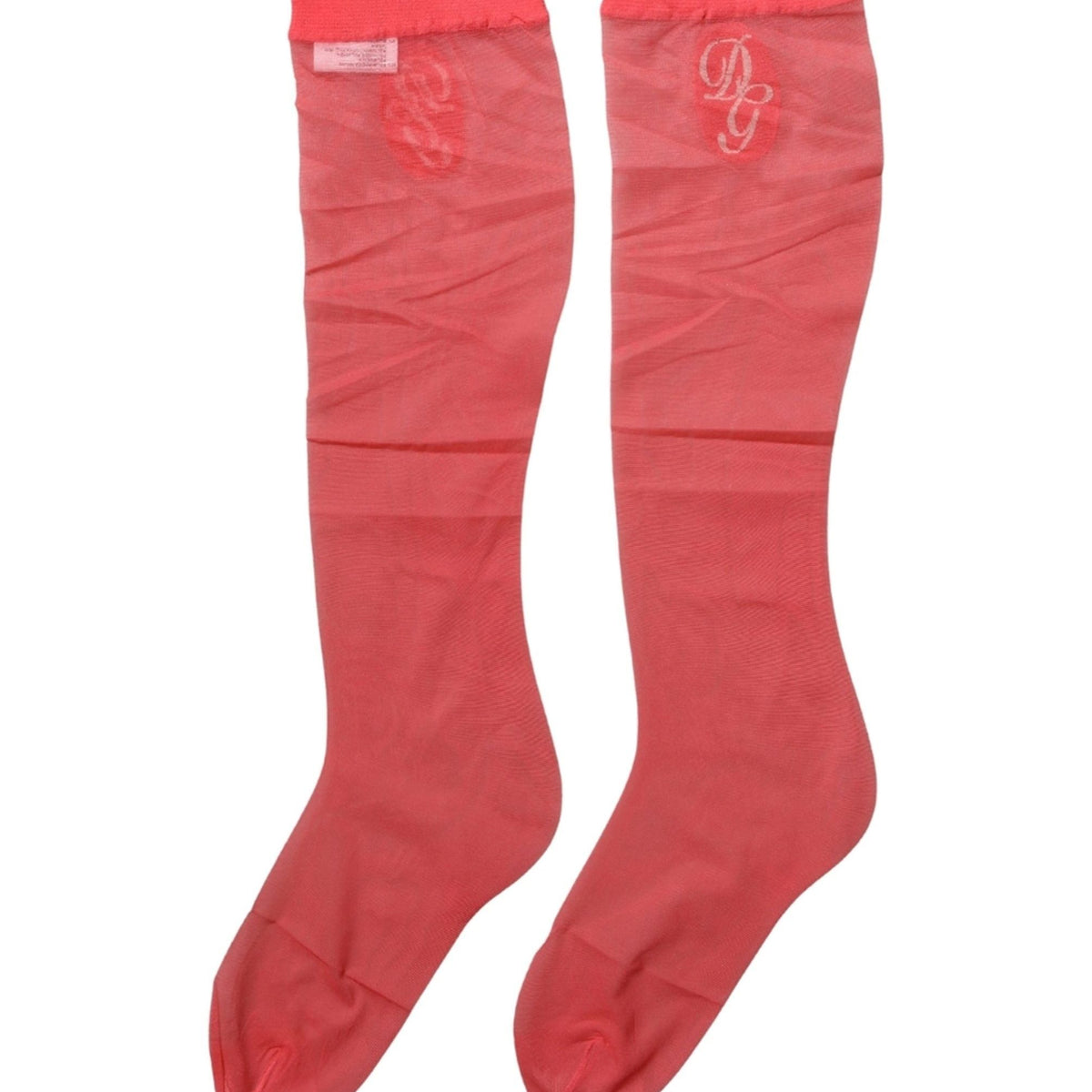 Dolce & Gabbana Red Nylon Mesh Sheer Calf Long Accessory Socks