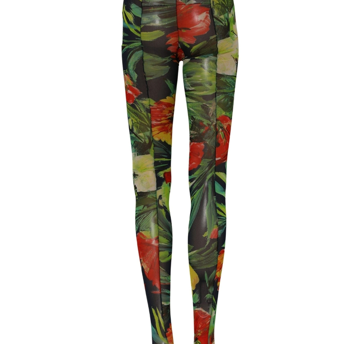 Dolce & Gabbana Black Floral Print Tights Sheer Stockings Socks