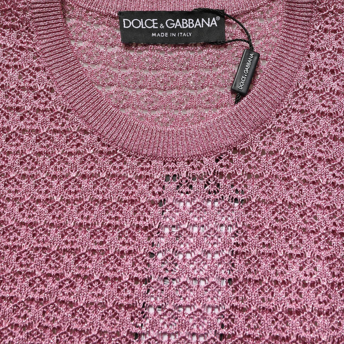 Dolce & Gabbana Pink Sheer Mesh Crew Neck Sleeveless Tank Top