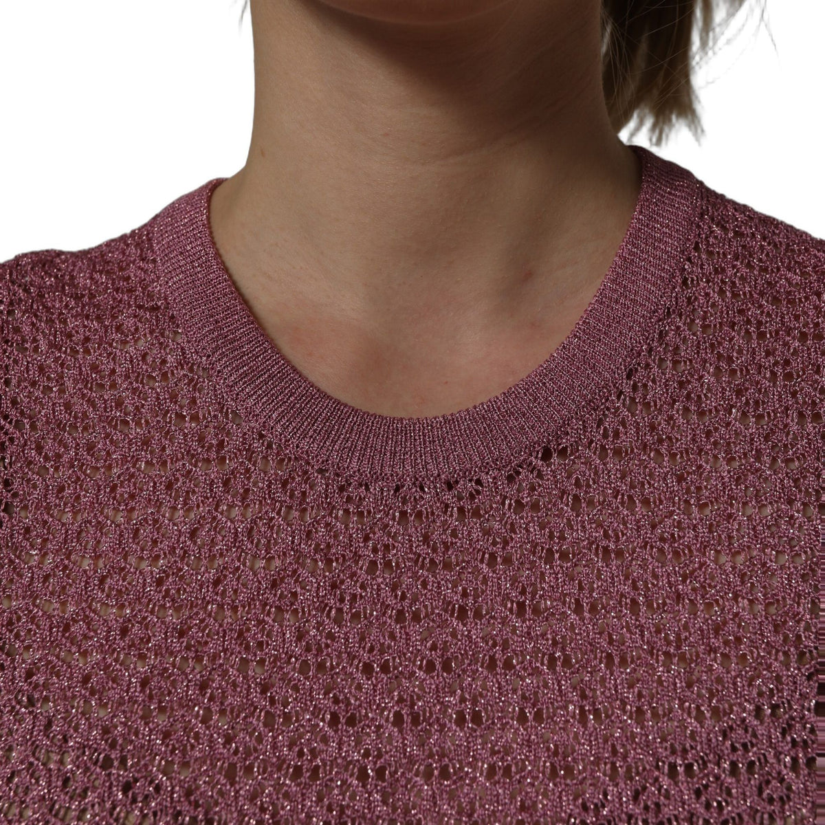 Dolce & Gabbana Pink Sheer Mesh Crew Neck Sleeveless Tank Top