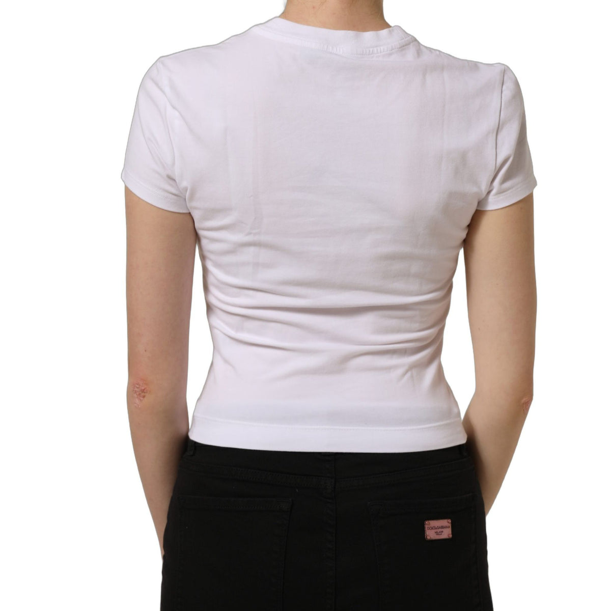 Dolce & Gabbana White Floral Logo Print Crew Neck T-shirt