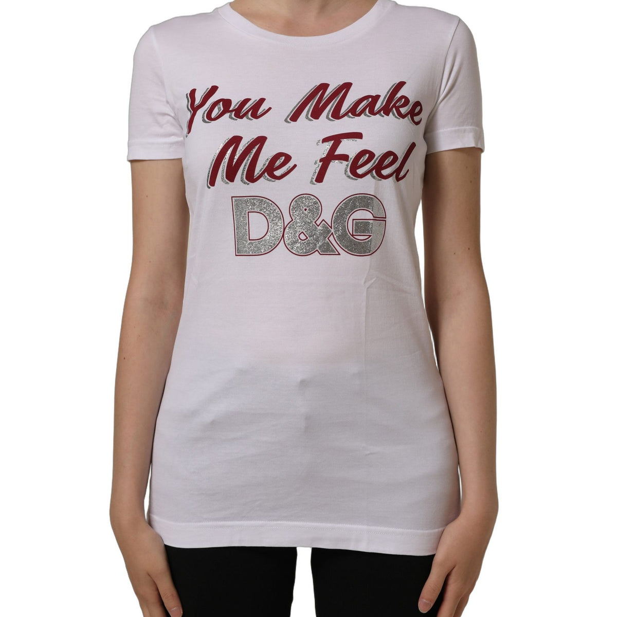 Dolce & Gabbana White Graphic Print Cotton Crew Neck T-shirt