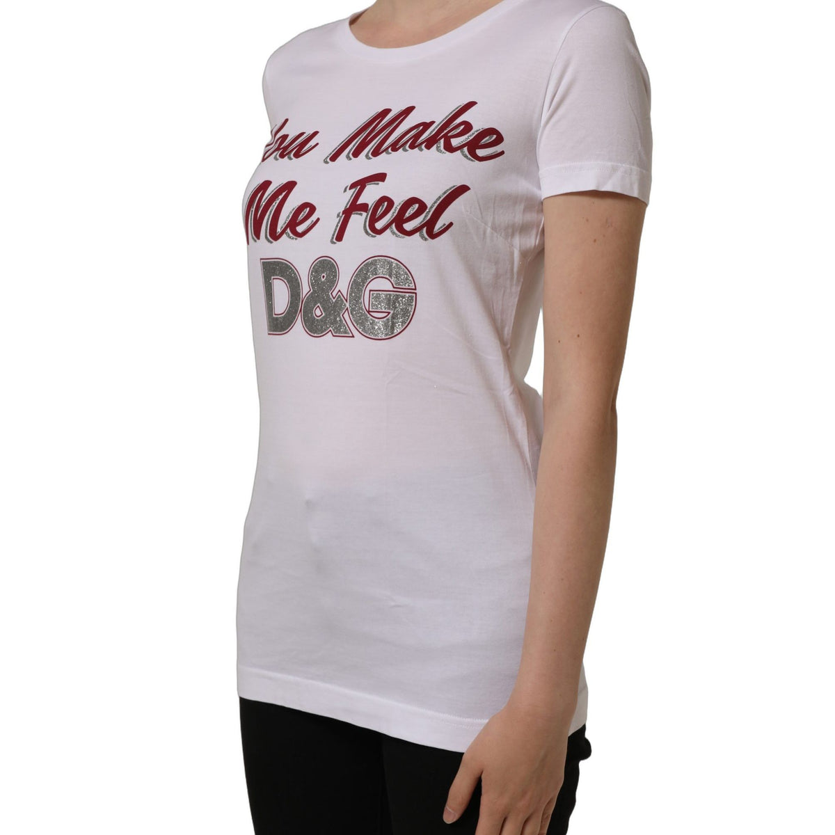 Dolce & Gabbana White Graphic Print Cotton Crew Neck T-shirt