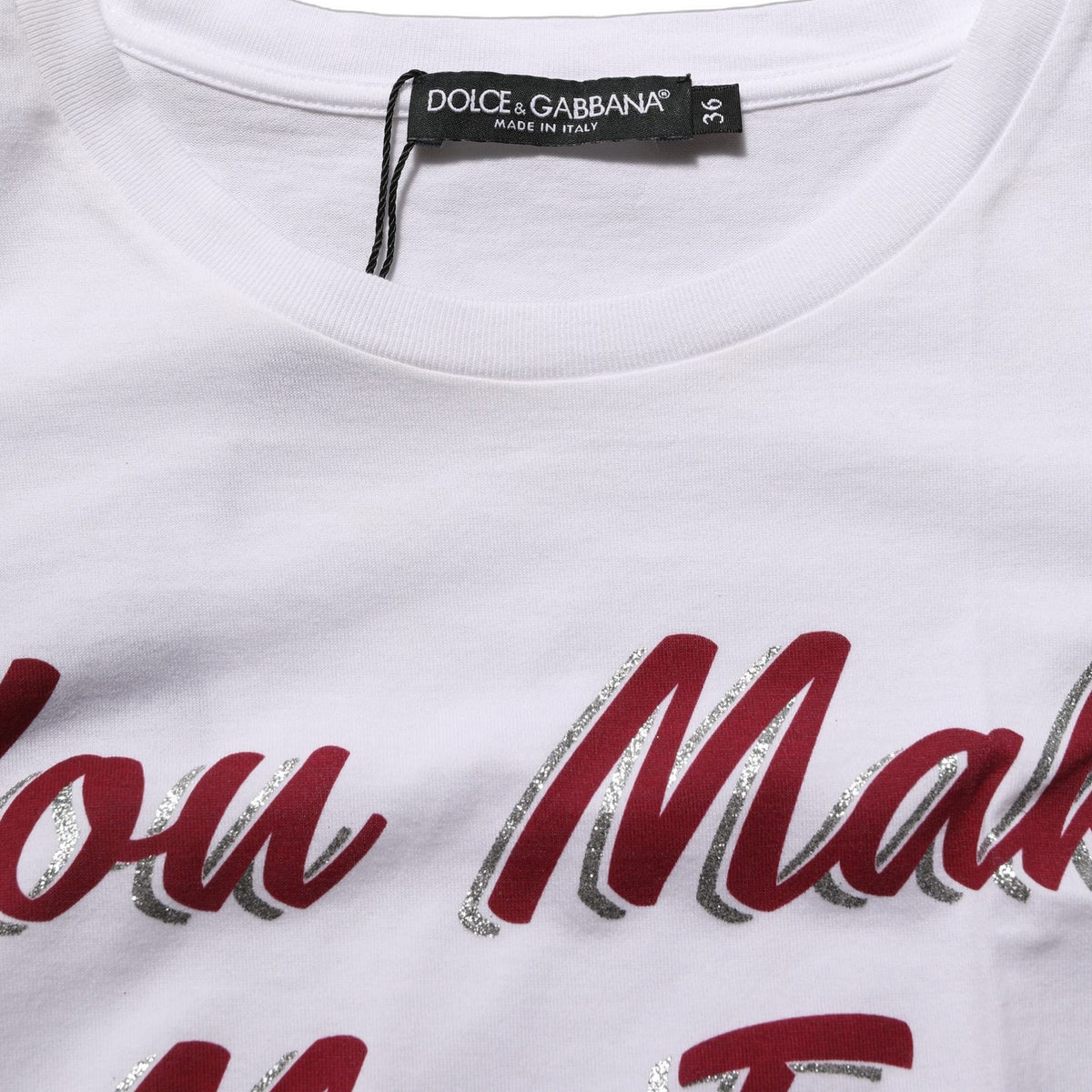 Dolce & Gabbana White Graphic Print Cotton Crew Neck T-shirt