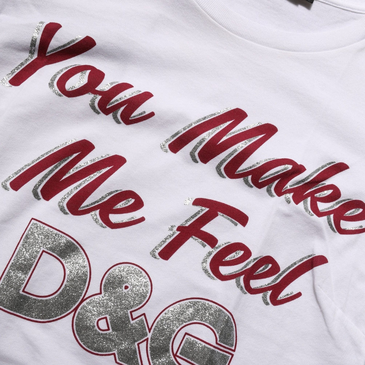 Dolce & Gabbana White Graphic Print Cotton Crew Neck T-shirt