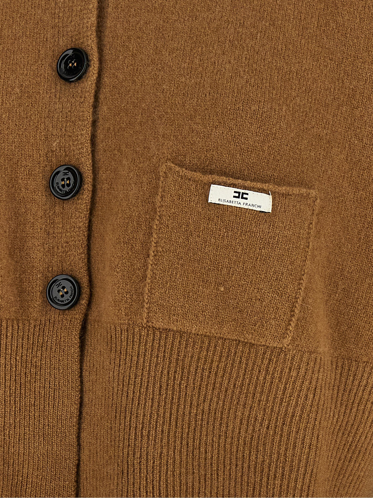 Elisabetta Franchi Brown Wool Cardigan